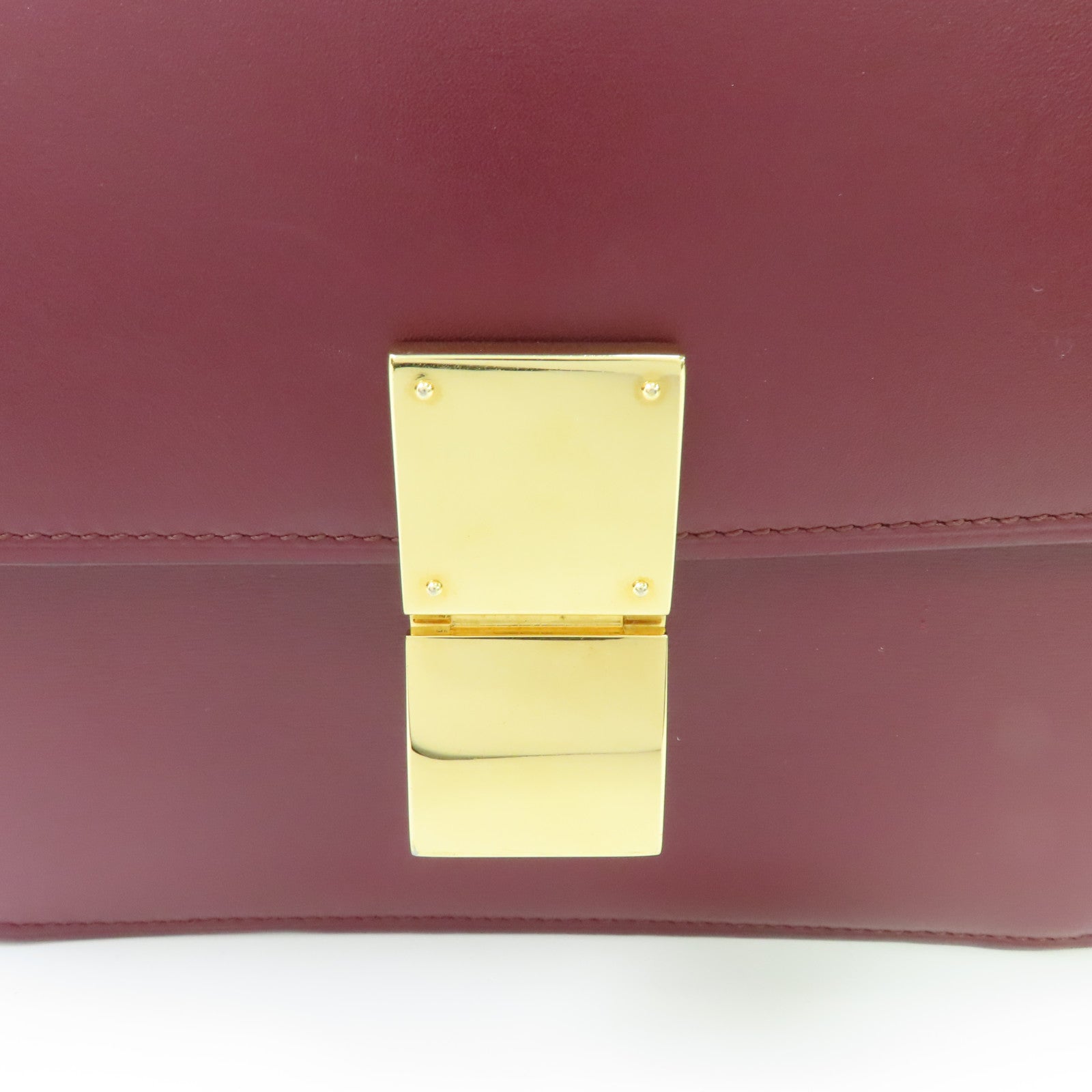 CELINE 【激減優惠】牛皮皮革Classic Box金扣肩背袋酒紅色