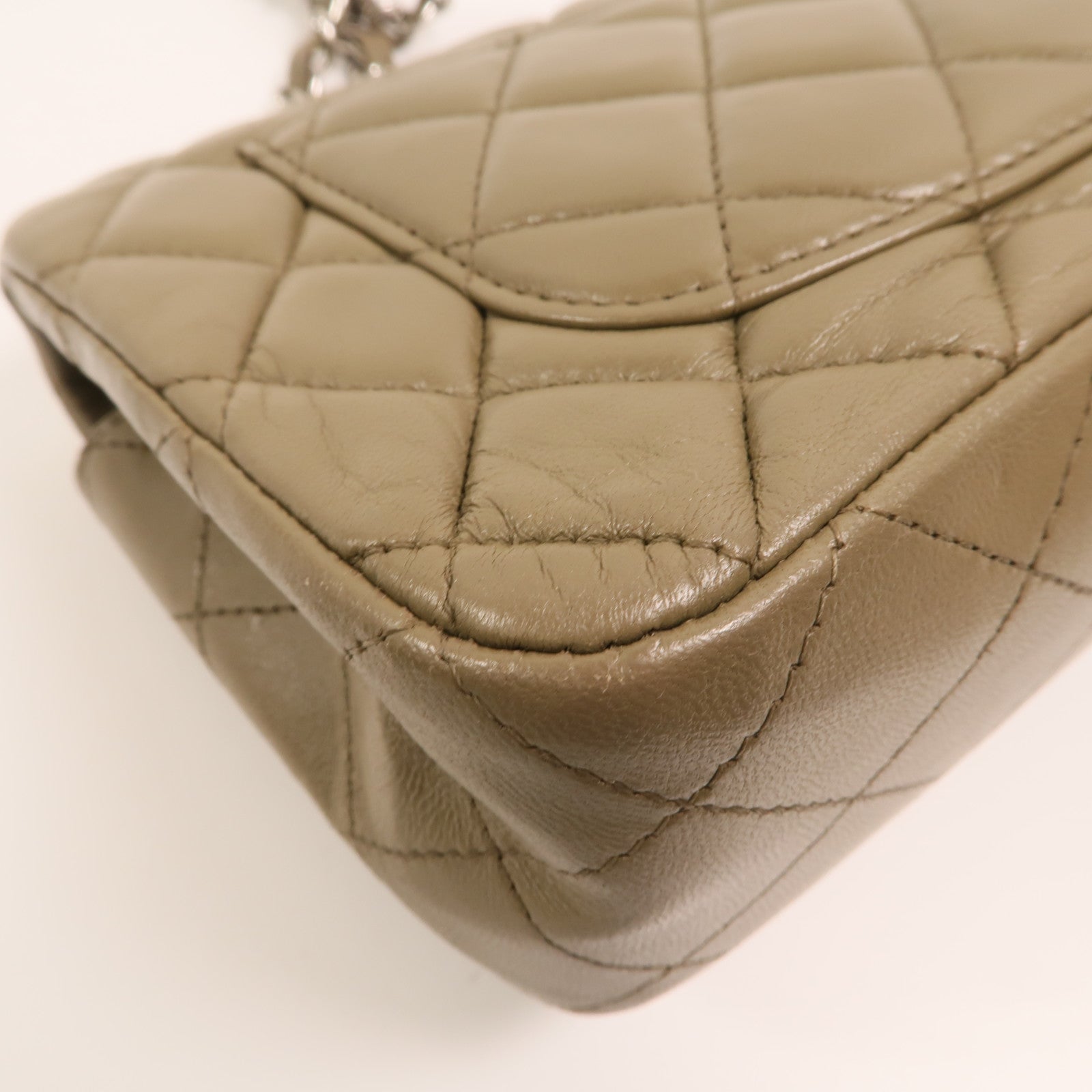 CHANEL 羊皮皮革Mini Classic 20銀扣鏈帶肩背袋