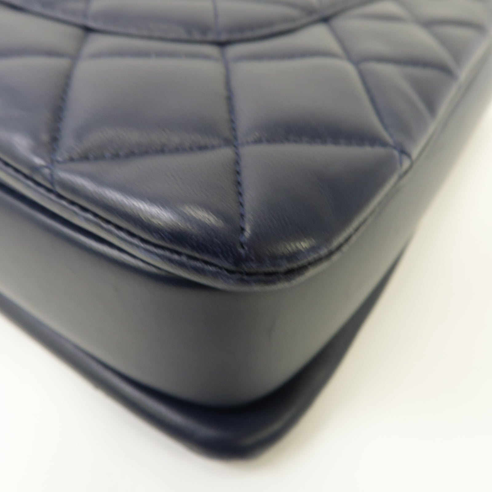 CHANEL 【激減優惠】菱格羊皮皮革Large Trendy CC金扣手挽肩背兩用袋深藍色
