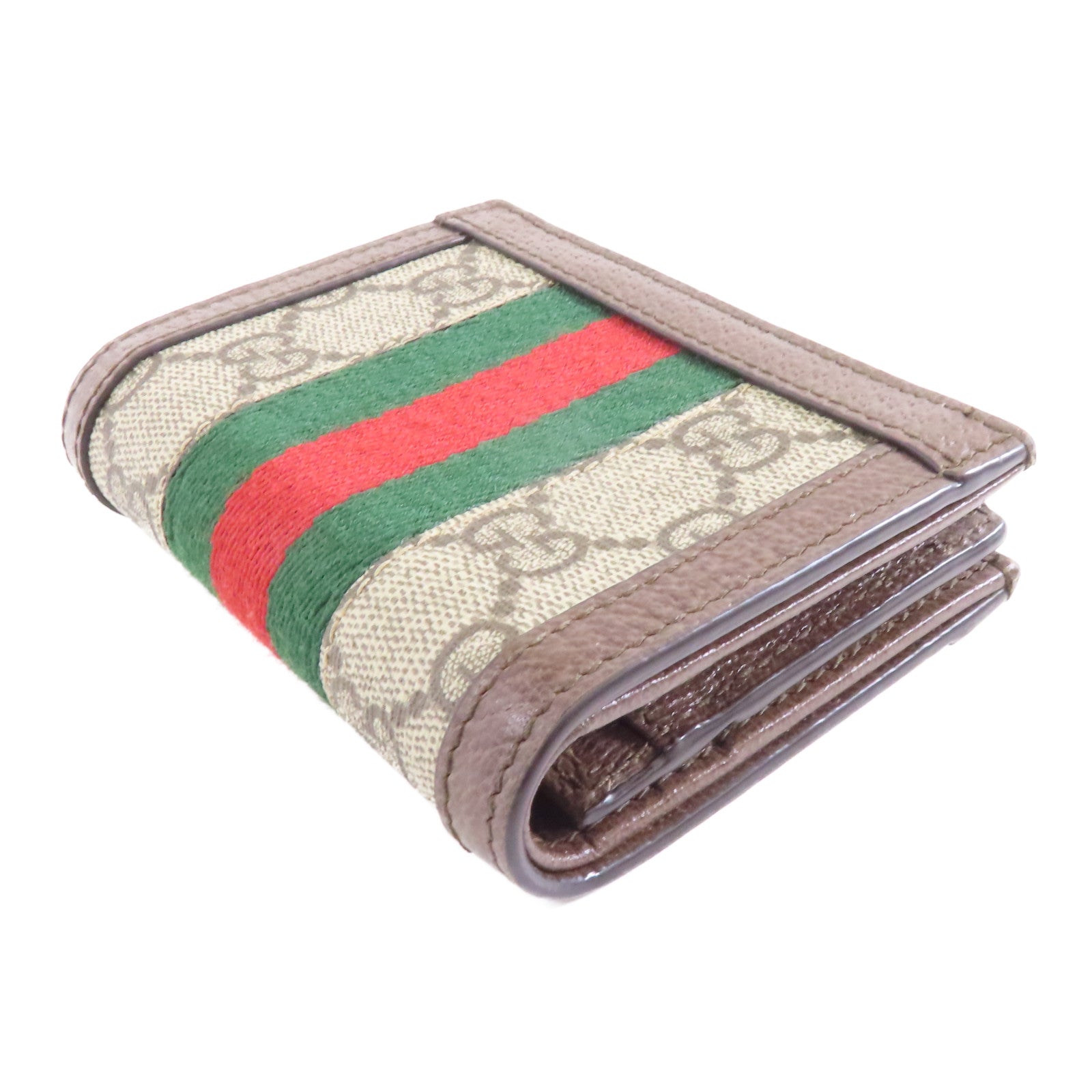 GUCCI 塗層帆布Ophidia Case Wallet金扣錢包棕色
