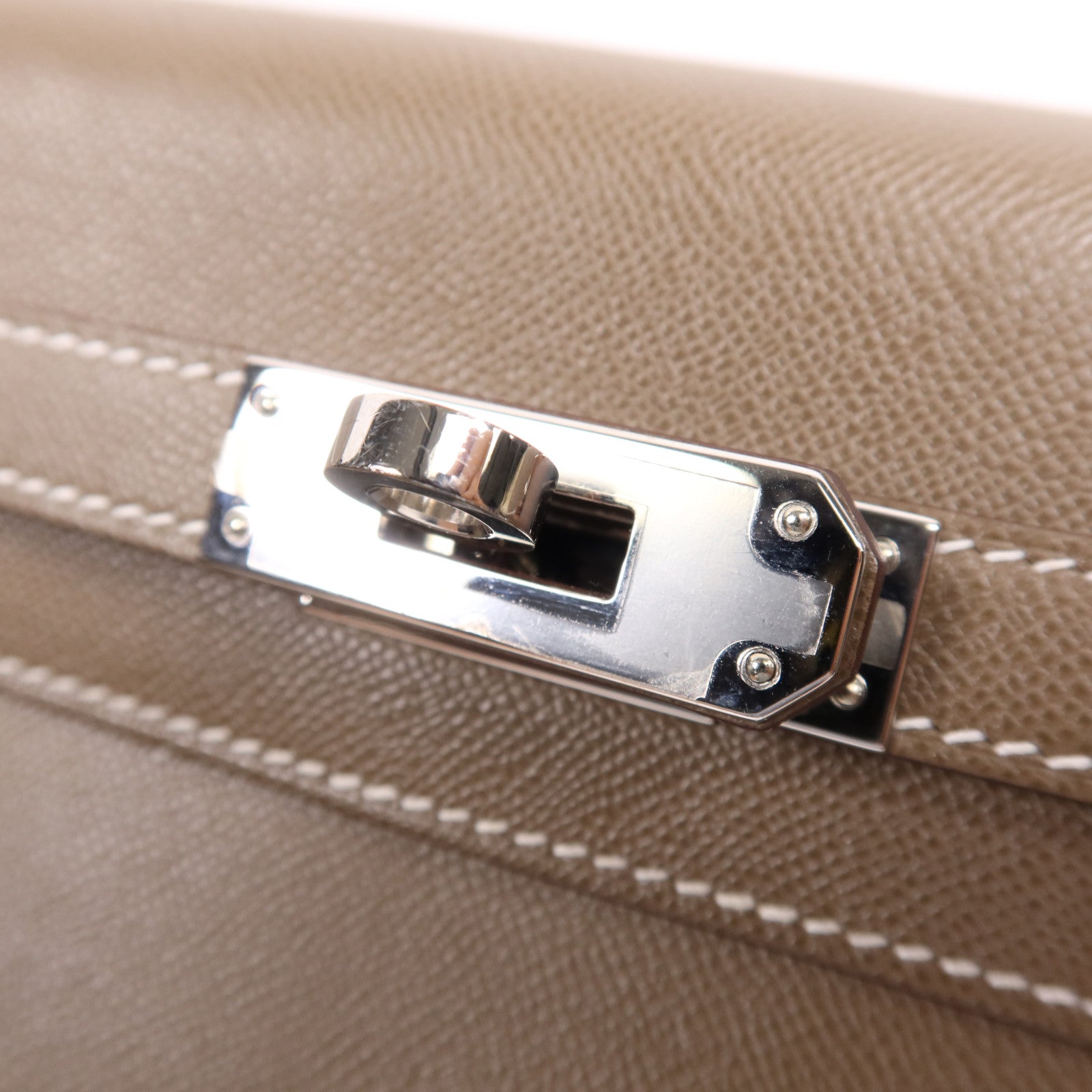 HERMES Epsom皮革Kelly Elan銀扣肩背袋