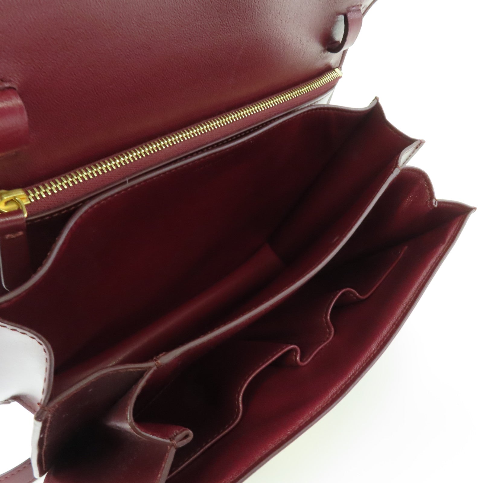 CELINE 【激減優惠】牛皮皮革Classic Box金扣肩背袋酒紅色