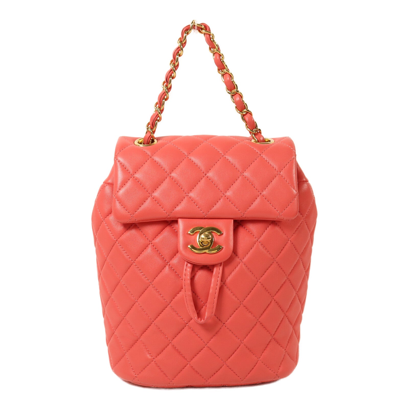 CHANEL 羊皮皮革Backpack金扣鏈帶背包