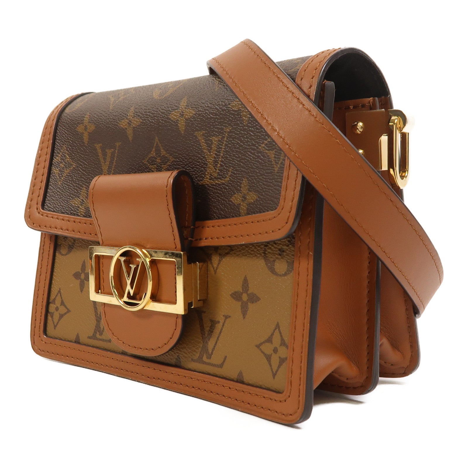LOUIS VUITTON 【激減優惠】Monogram Reverse Mini Dauphine金扣肩背袋