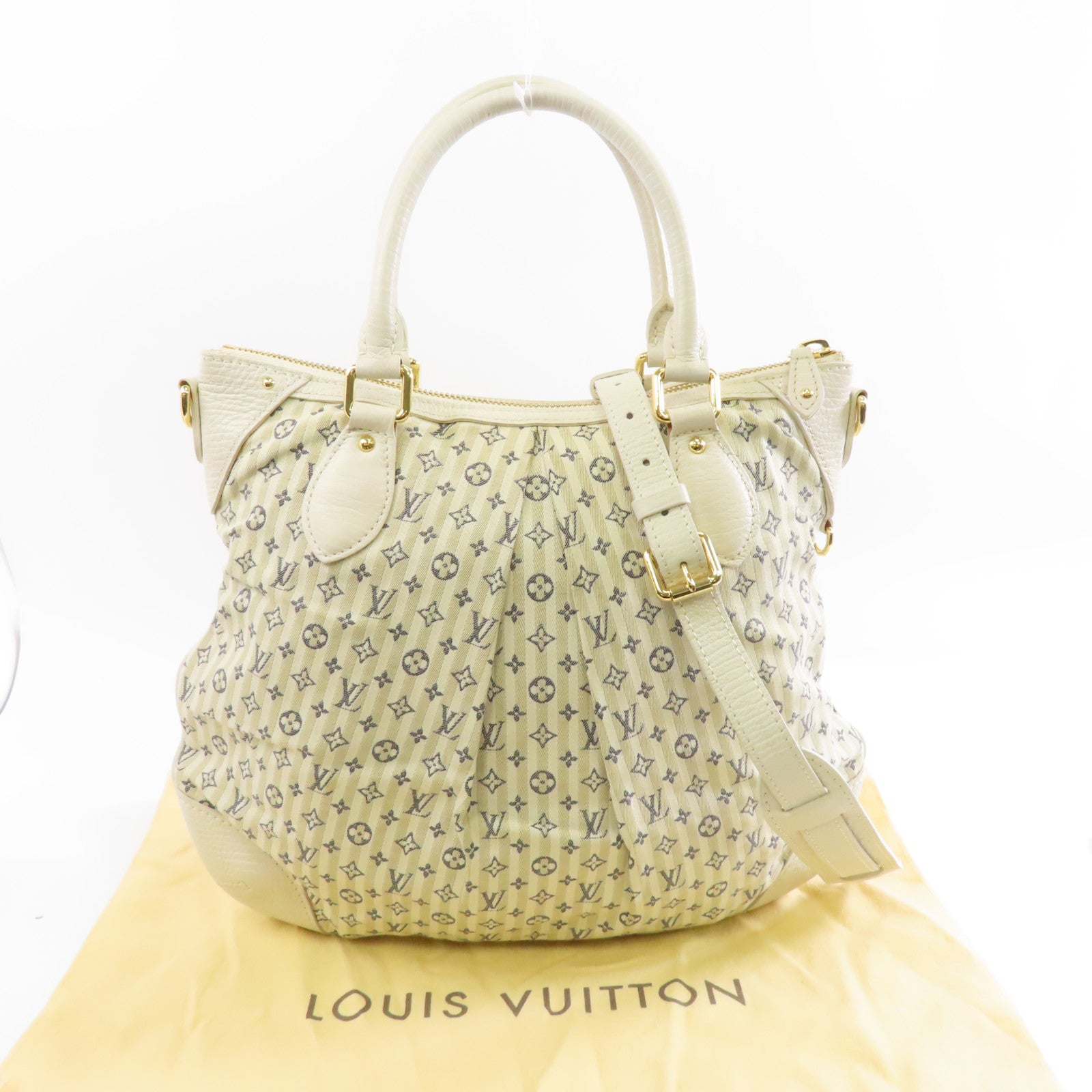 LOUIS VUITTON 【激減優惠】Monogram Mini Lin Croisette Marina GM金扣手挽肩背兩用袋白色