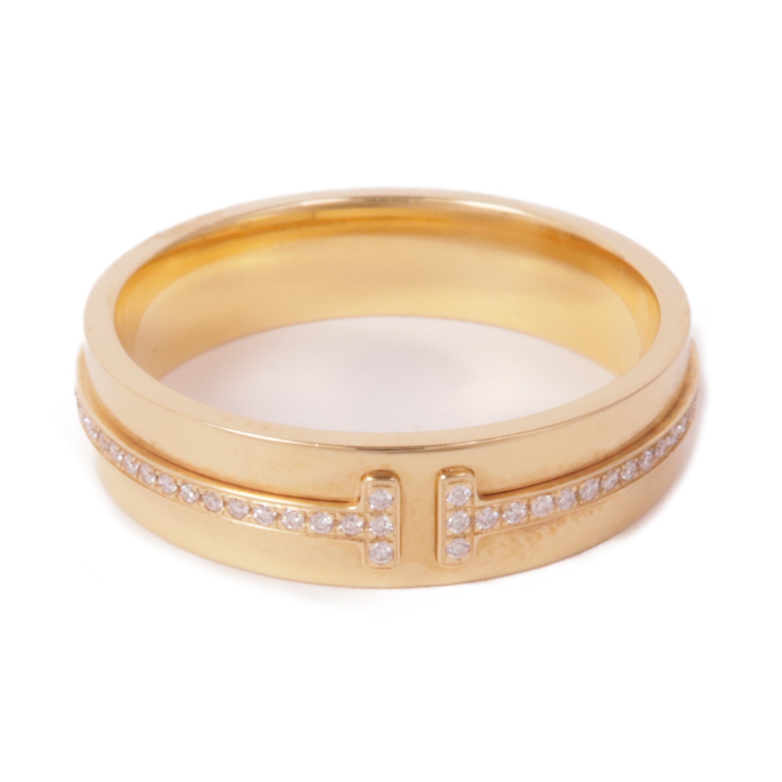 TIFFANY＆CO 18K玫瑰金T Narrow Diamond Ring鑽石戒指US#10