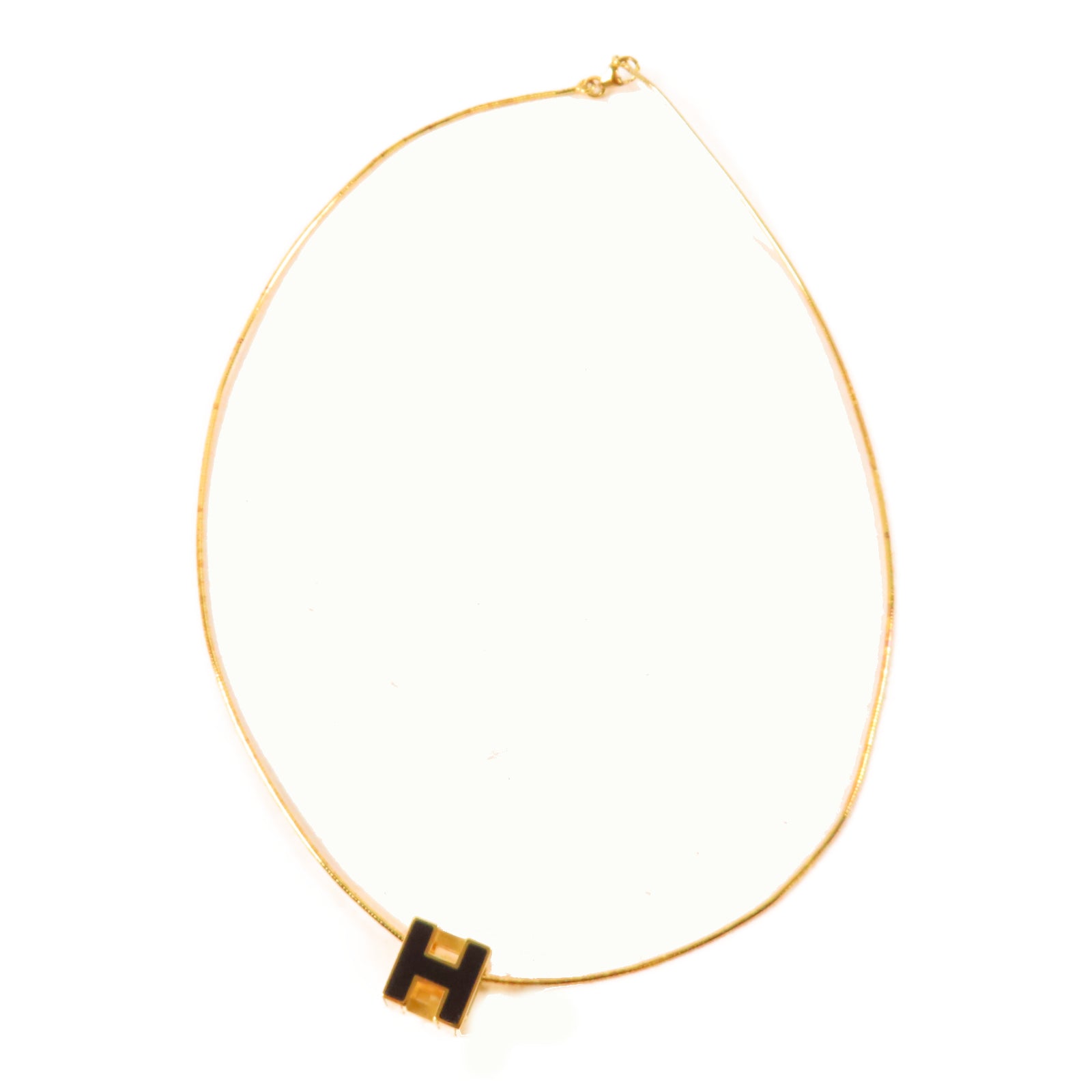 HERMES 金屬Cube d'H Necklace項鍊金色/黑色