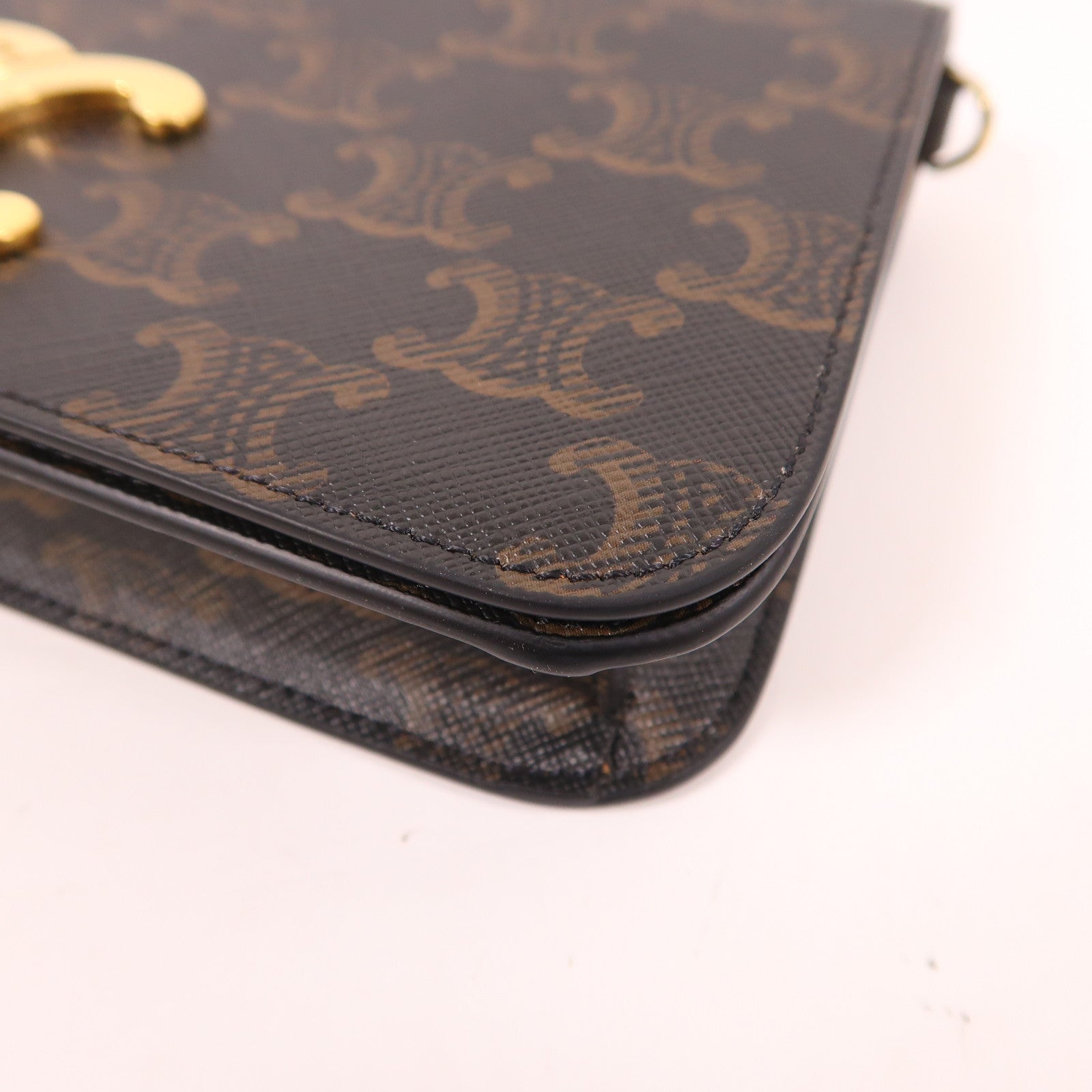CELINE 塗層帆布Triomphe Mulipochette金扣肩背袋