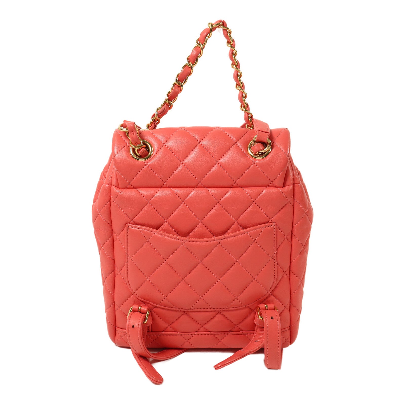CHANEL 羊皮皮革Backpack金扣鏈帶背包