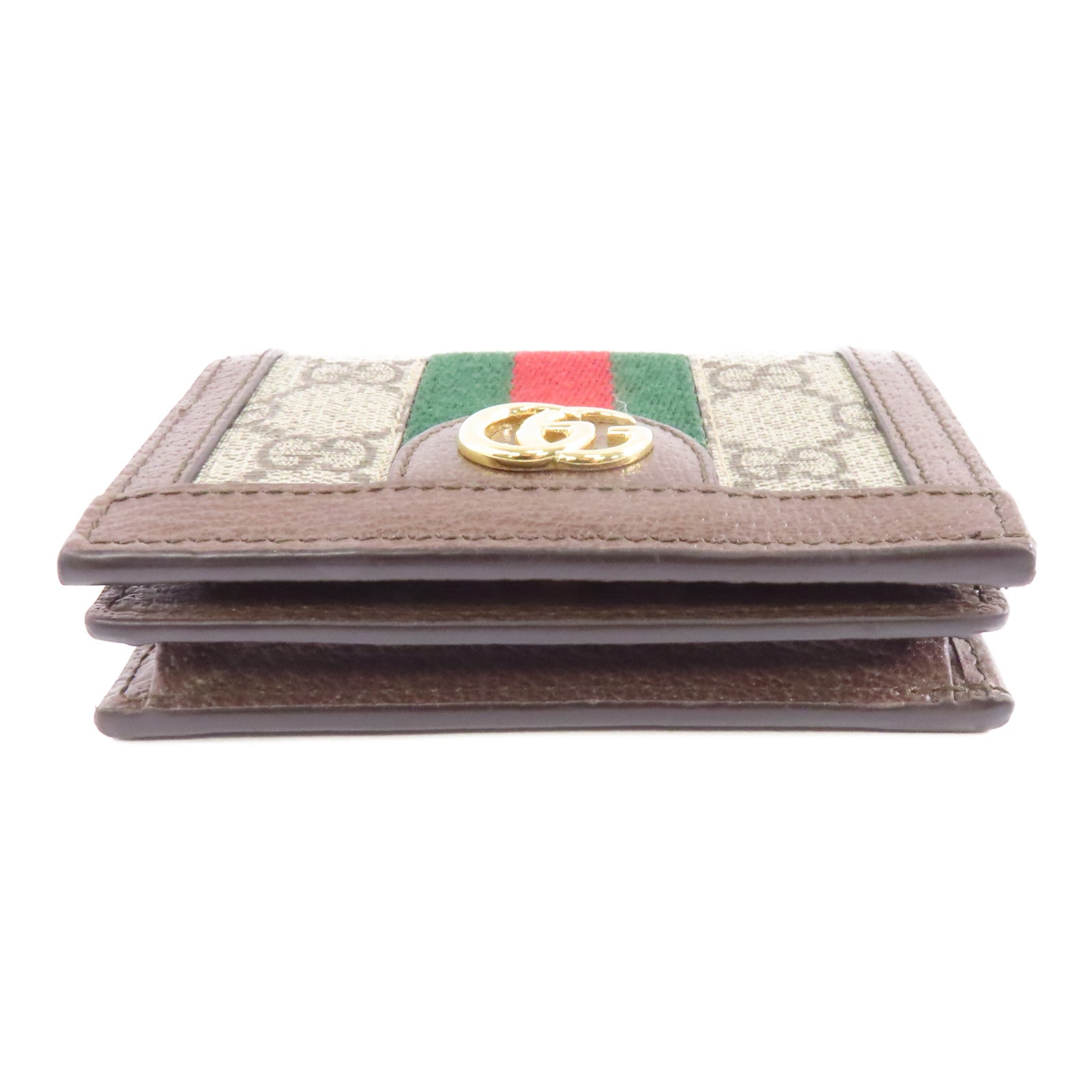 GUCCI 塗層帆布Ophidia Case Wallet金扣錢包棕色