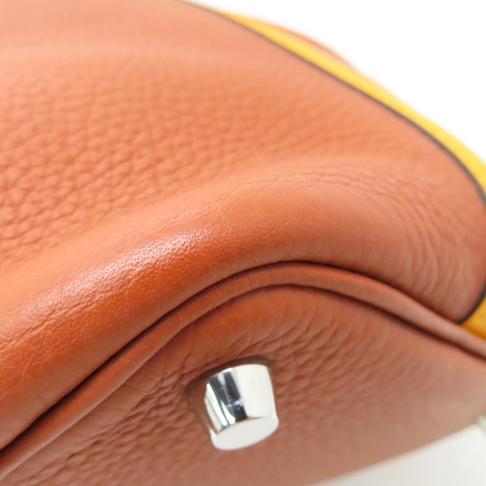 HERMES 【激減優惠】Clemence Picotin PM銀扣手挽袋Cuiure南瓜色/jaune黃色