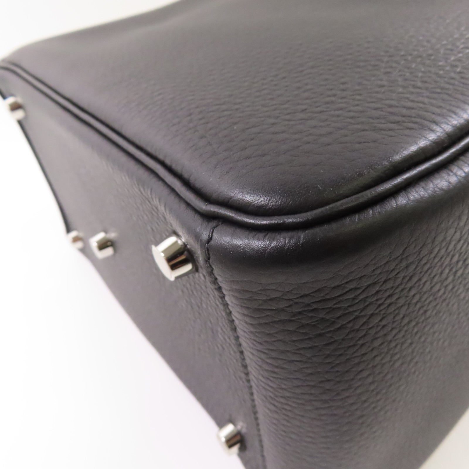 HERMES Clemence皮革Lindy 26銀扣手挽肩背兩用袋Noir