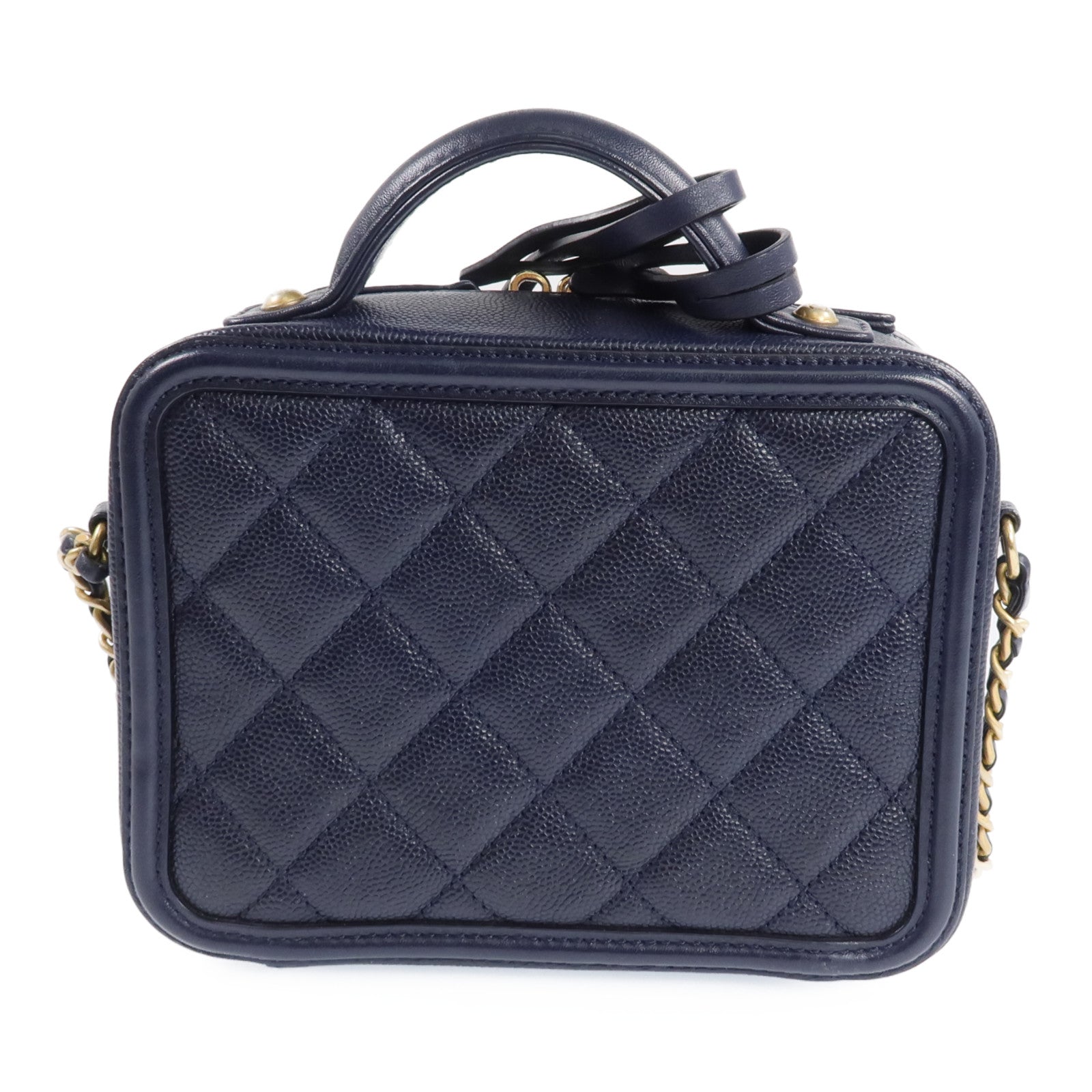 CHANEL 【激減優惠】牛皮皮革Vanity Case金扣鏈帶肩背袋