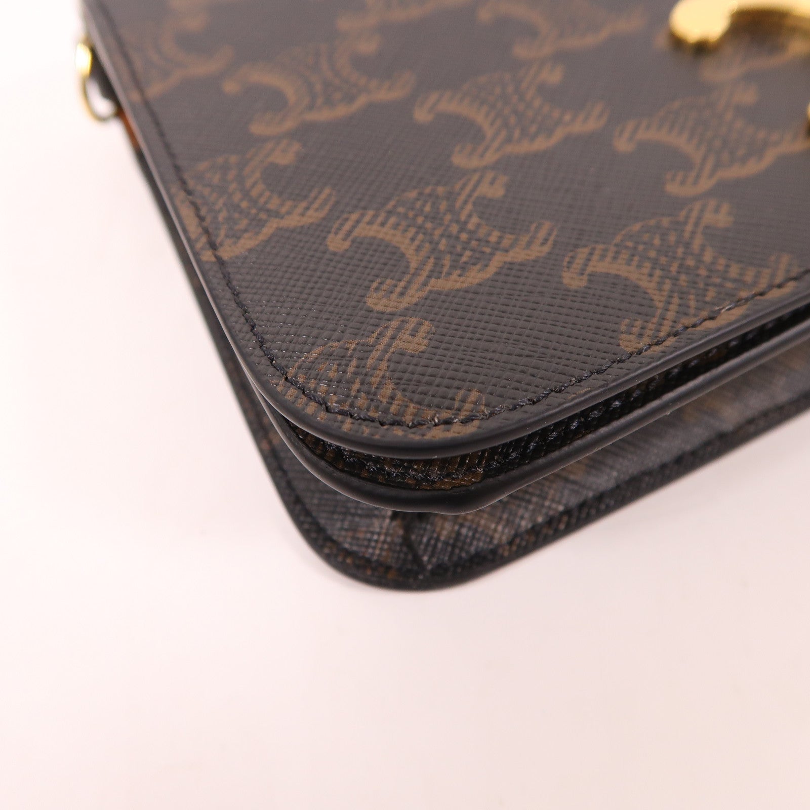 CELINE 塗層帆布Triomphe Mulipochette金扣肩背袋
