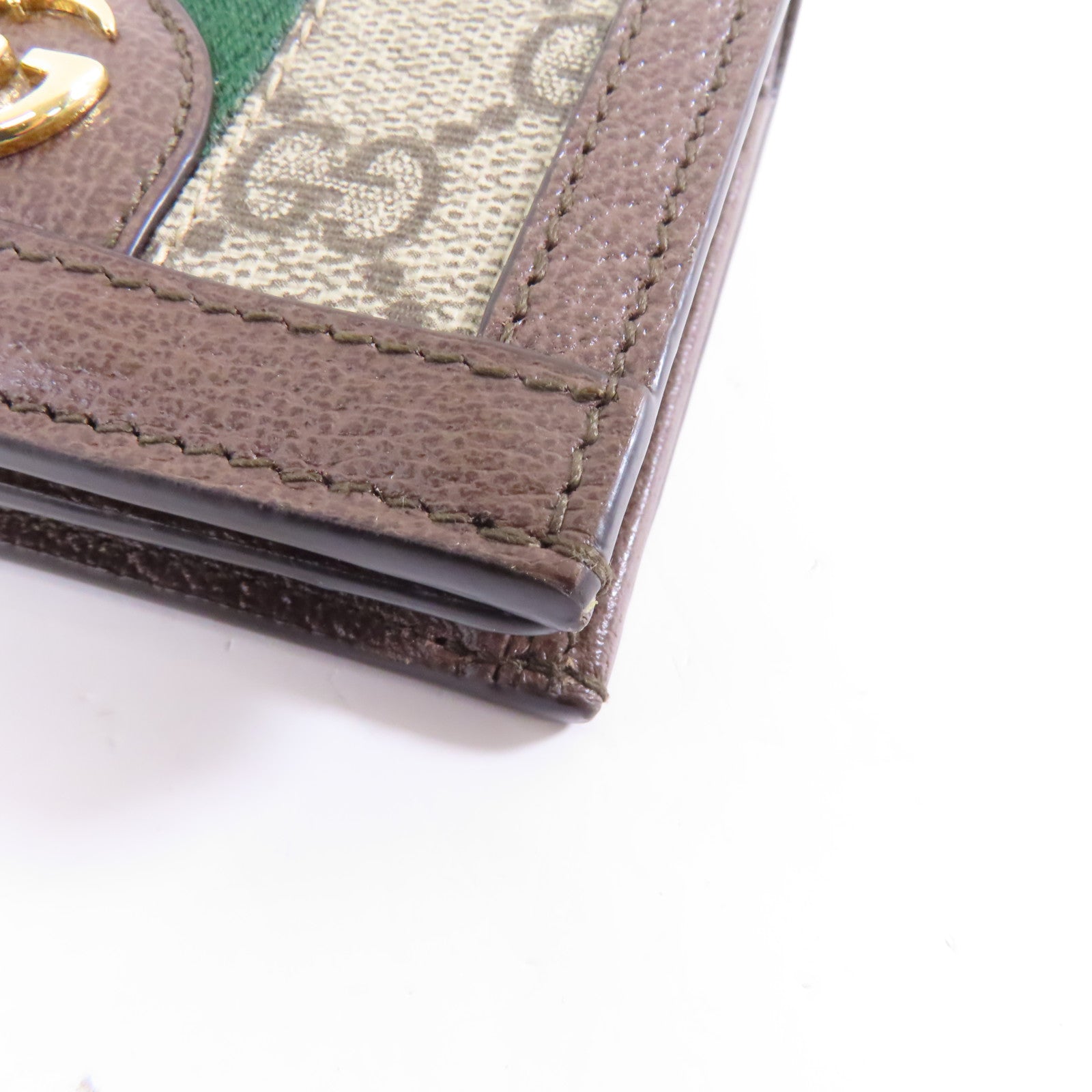 GUCCI 塗層帆布Ophidia Case Wallet金扣錢包棕色