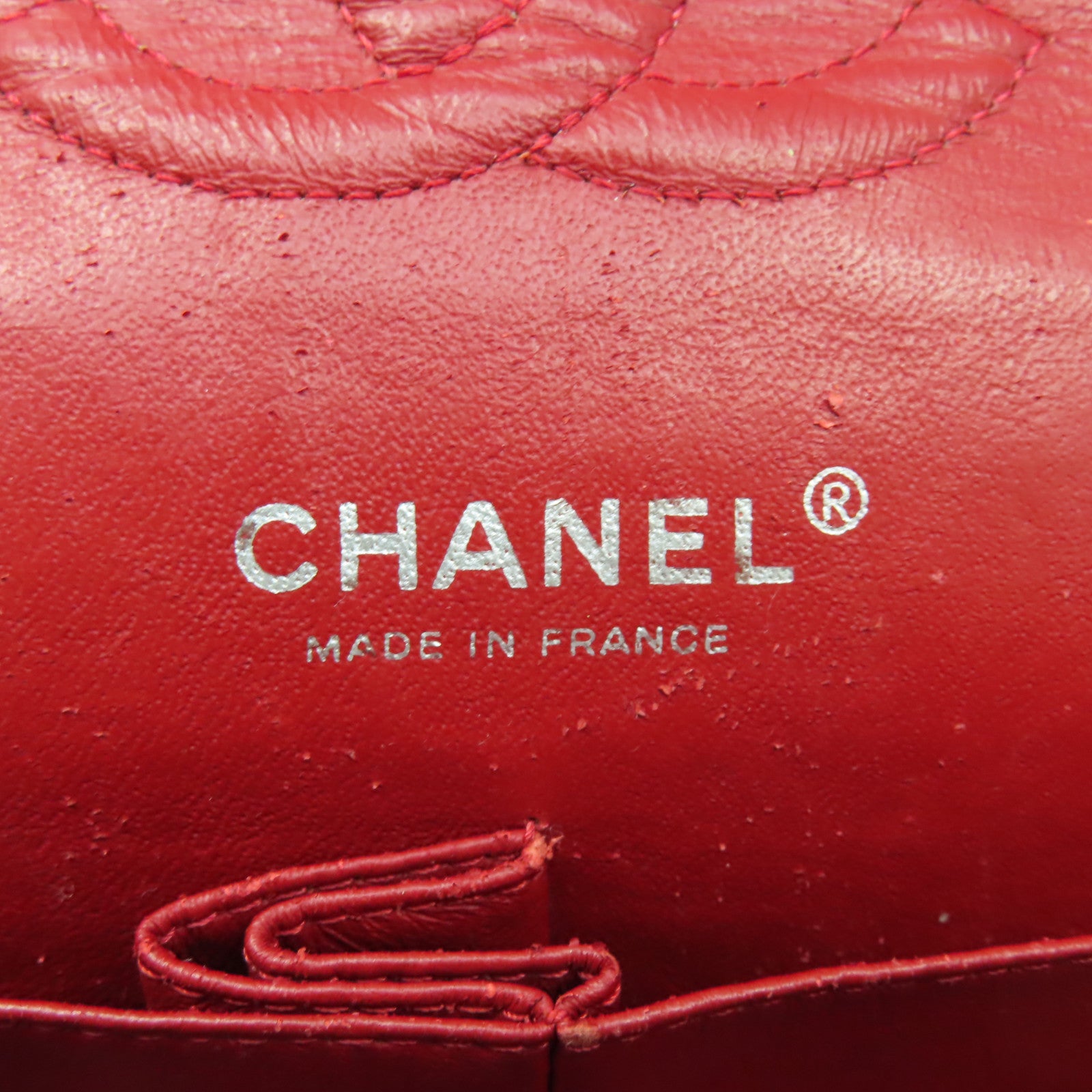 CHANEL **【清倉大減價】菱格漆皮皮革Classic 25cm銀扣鏈帶肩背袋紅色