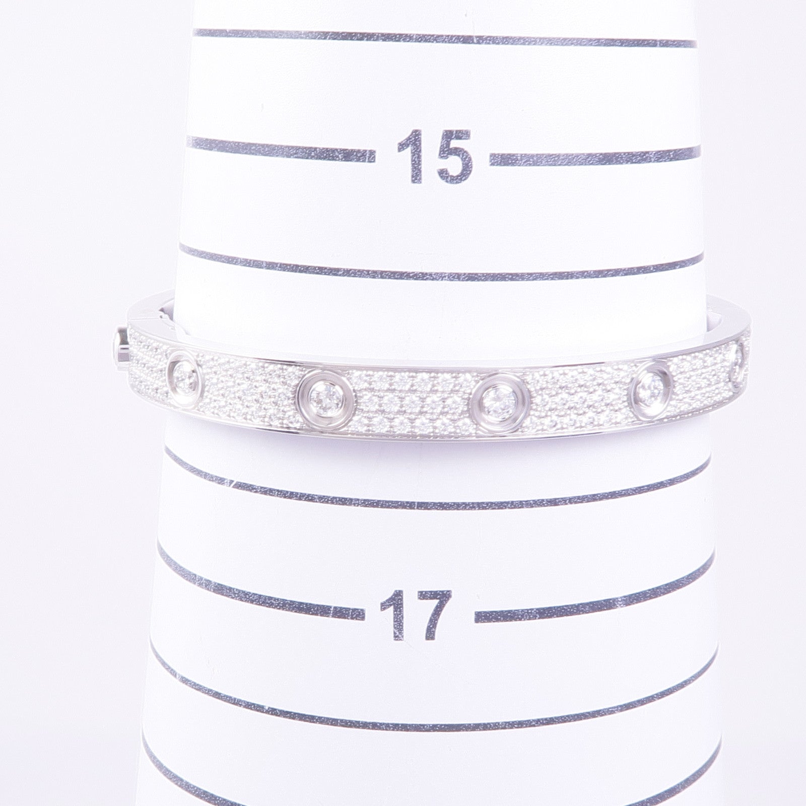 CARTIER 18K白金Love Bangle Full Dia鑽石手鐲