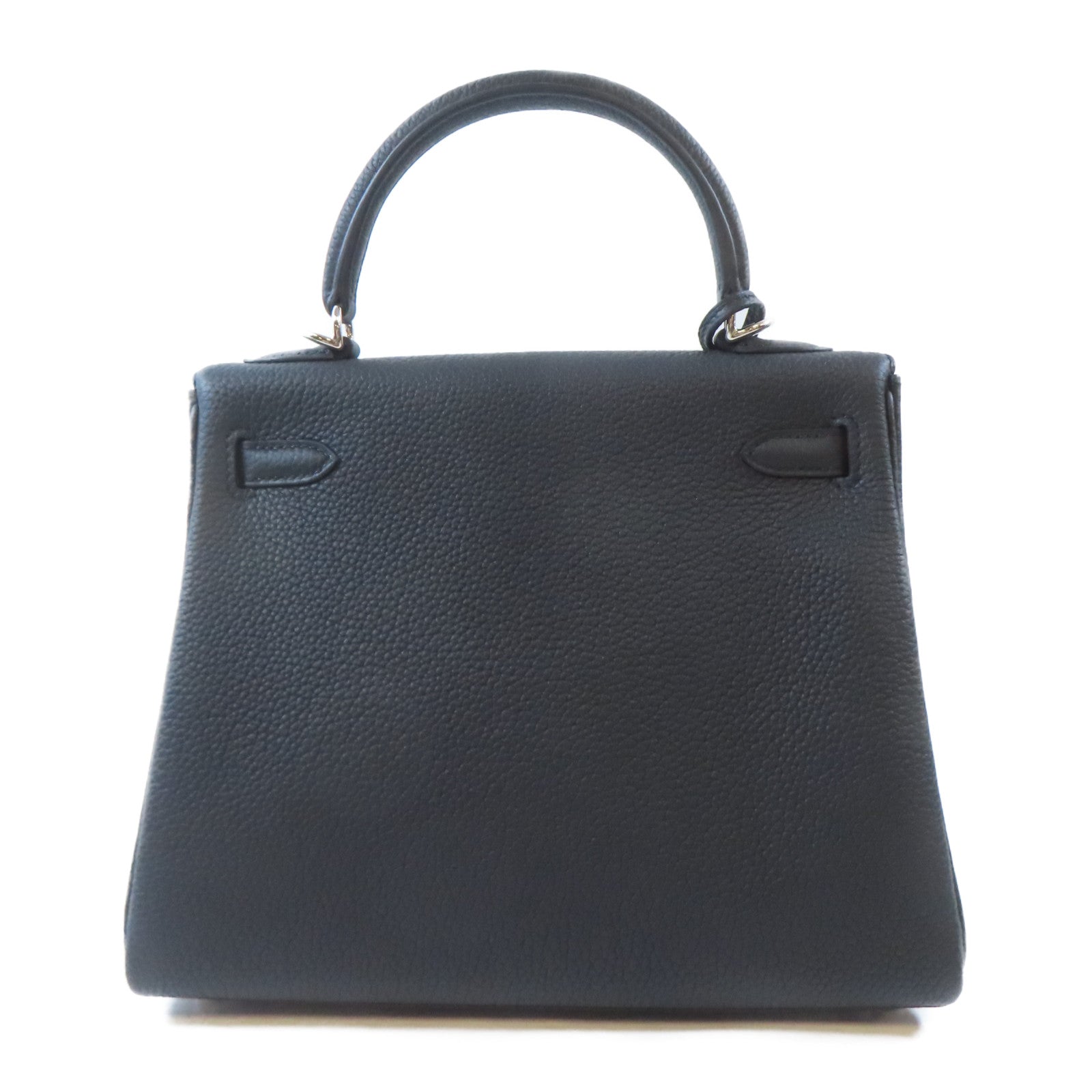 HERMES Togo皮革Kelly 25銀扣手挽肩背兩用袋Noir/黑色