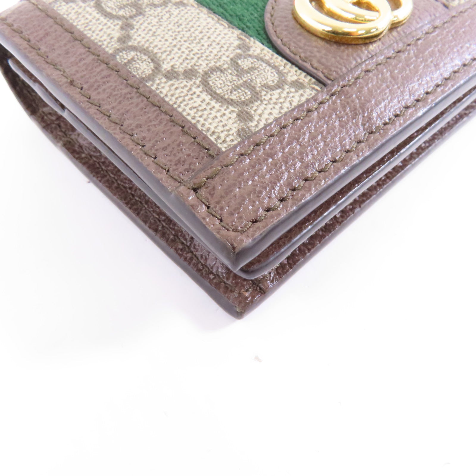 GUCCI 塗層帆布Ophidia Case Wallet金扣錢包棕色