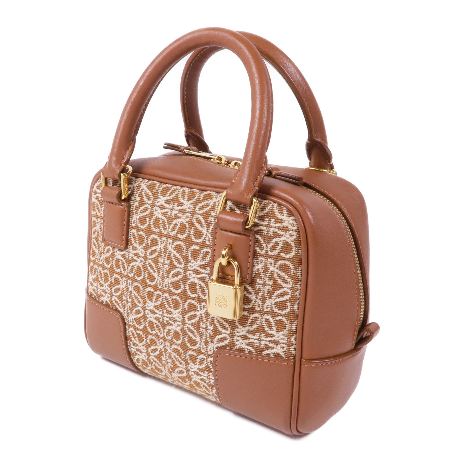 LOEWE 帆布/皮革Amazona 16金扣手挽肩背兩用袋