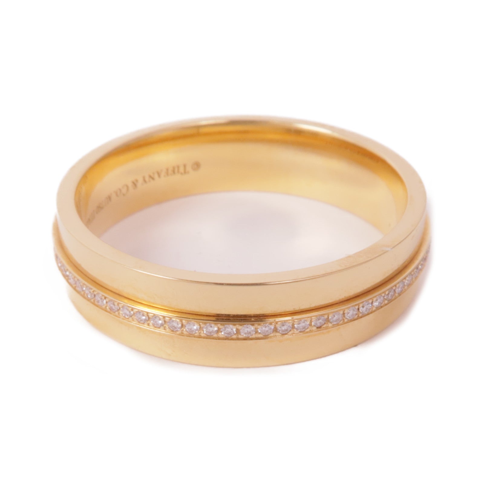 TIFFANY＆CO 18K玫瑰金T Narrow Diamond Ring鑽石戒指US#10