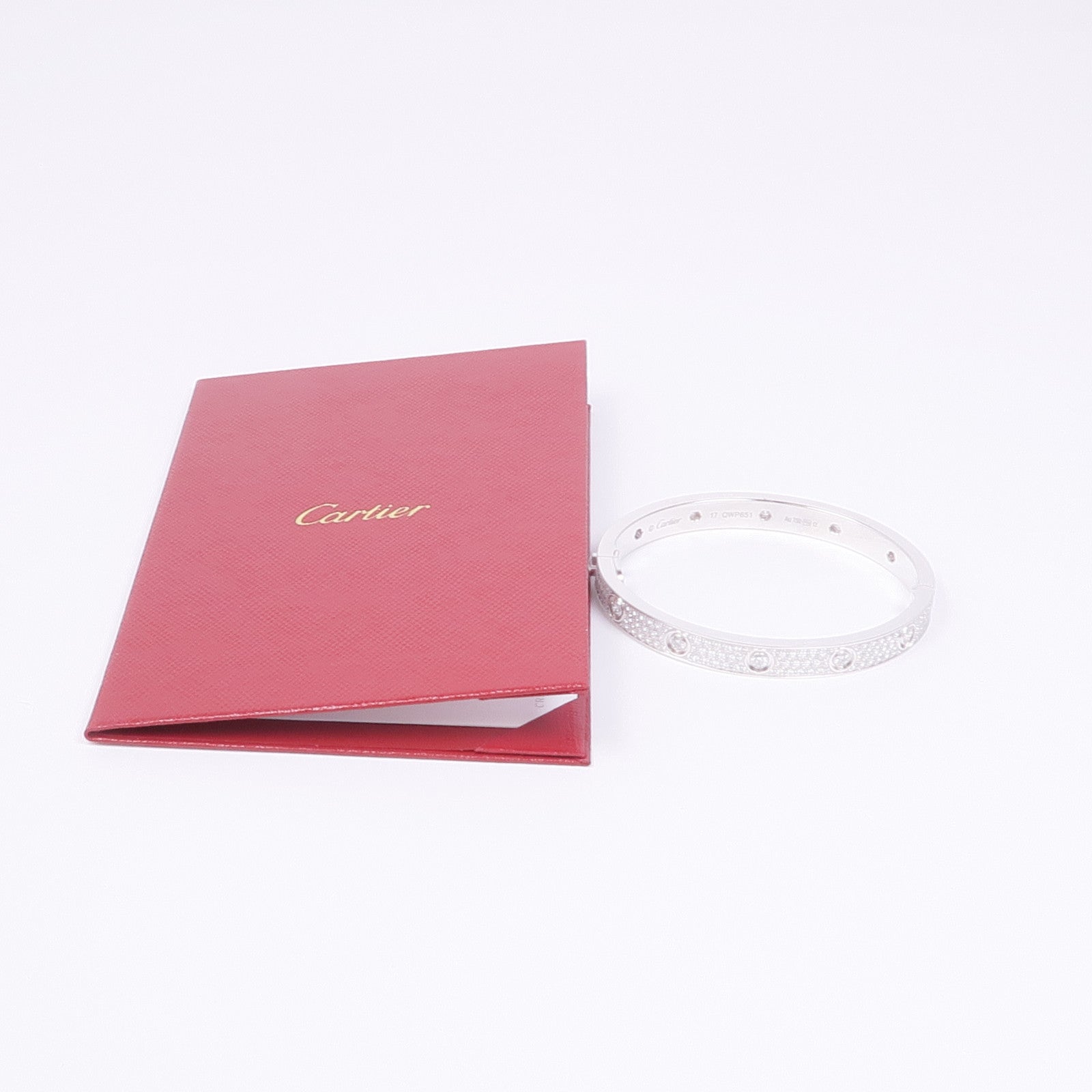 CARTIER 18K白金Love Bangle Full Dia鑽石手鐲