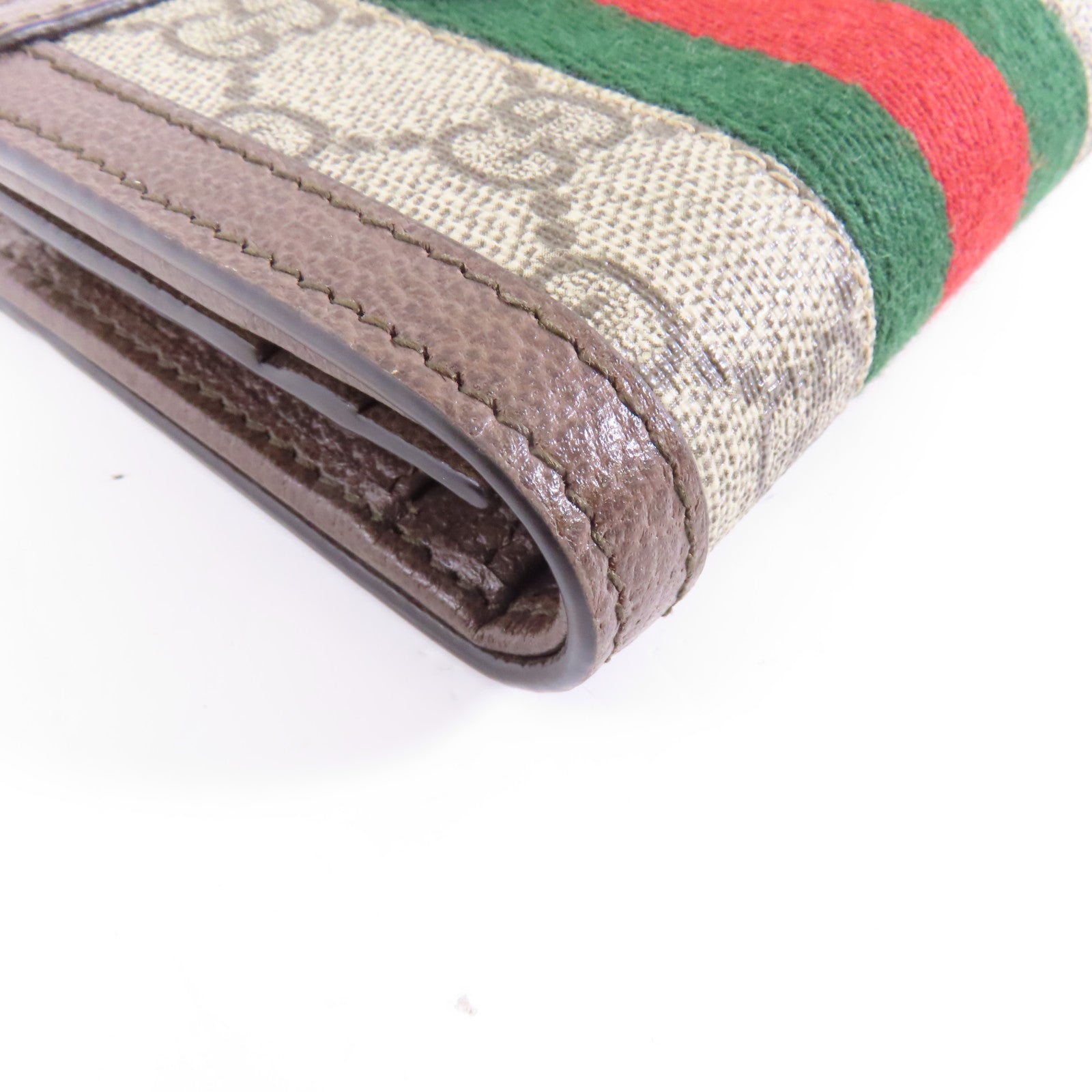 GUCCI 塗層帆布Ophidia Case Wallet金扣錢包棕色