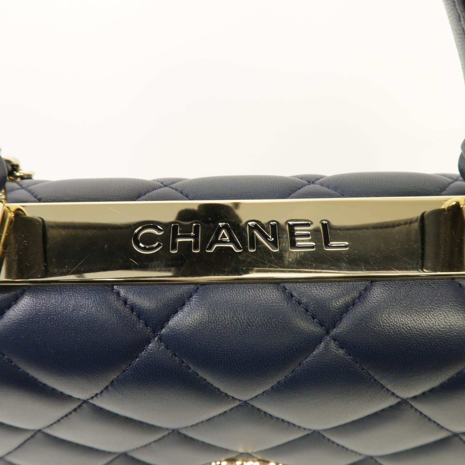 CHANEL 【激減優惠】菱格羊皮皮革Large Trendy CC金扣手挽肩背兩用袋深藍色