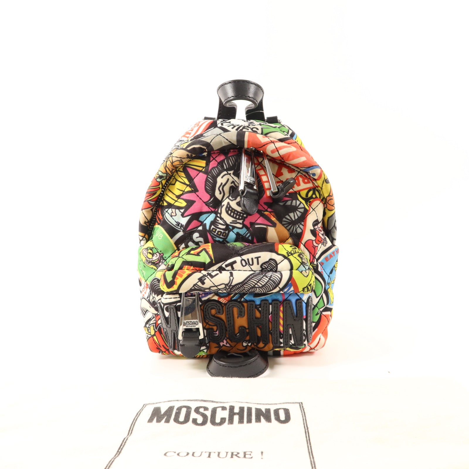 MOSCHINO 尼龍Backpack銀扣背包