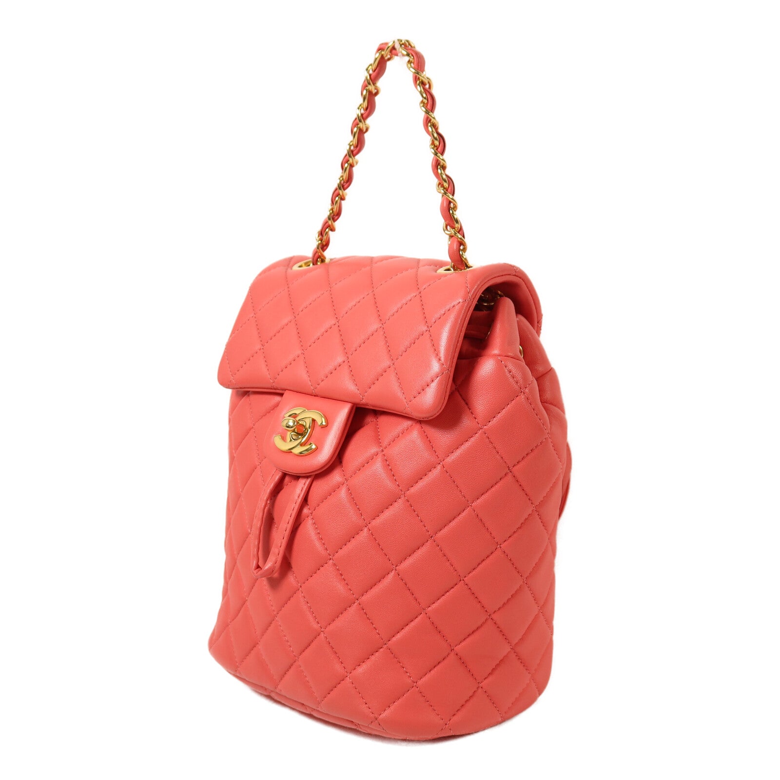 CHANEL 羊皮皮革Backpack金扣鏈帶背包