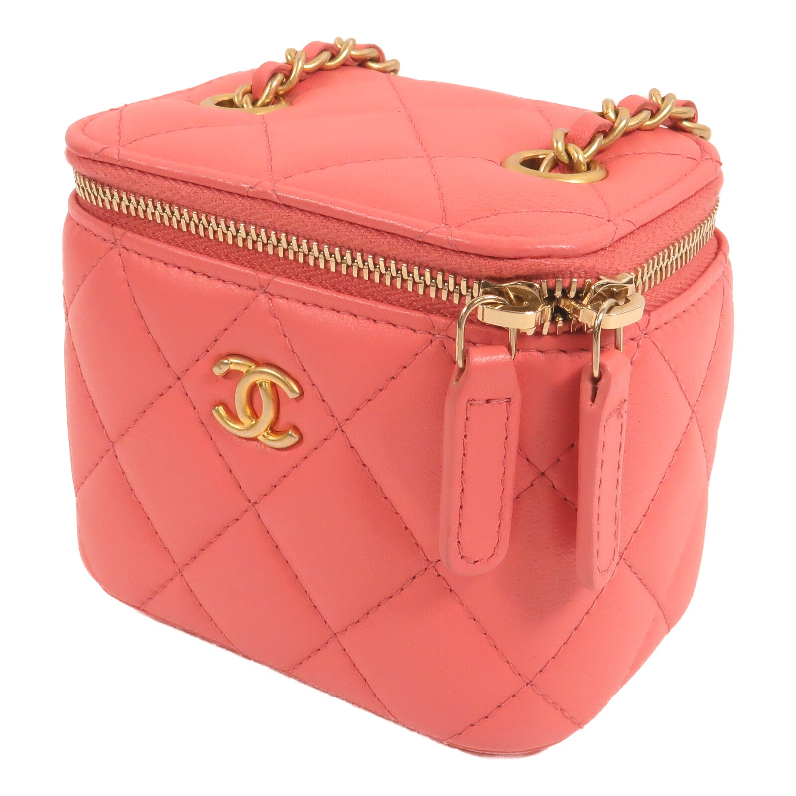 CHANEL 羊皮皮革Vanity Case Gold Ball鏈帶肩背袋