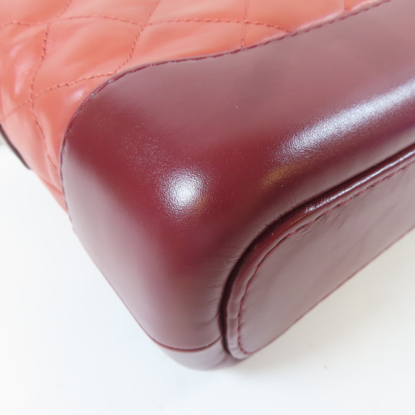 CHANEL 【激減優惠】菱格牛皮皮革Gabrielle Hobo Mini銀扣/金扣鏈帶肩背袋紅色