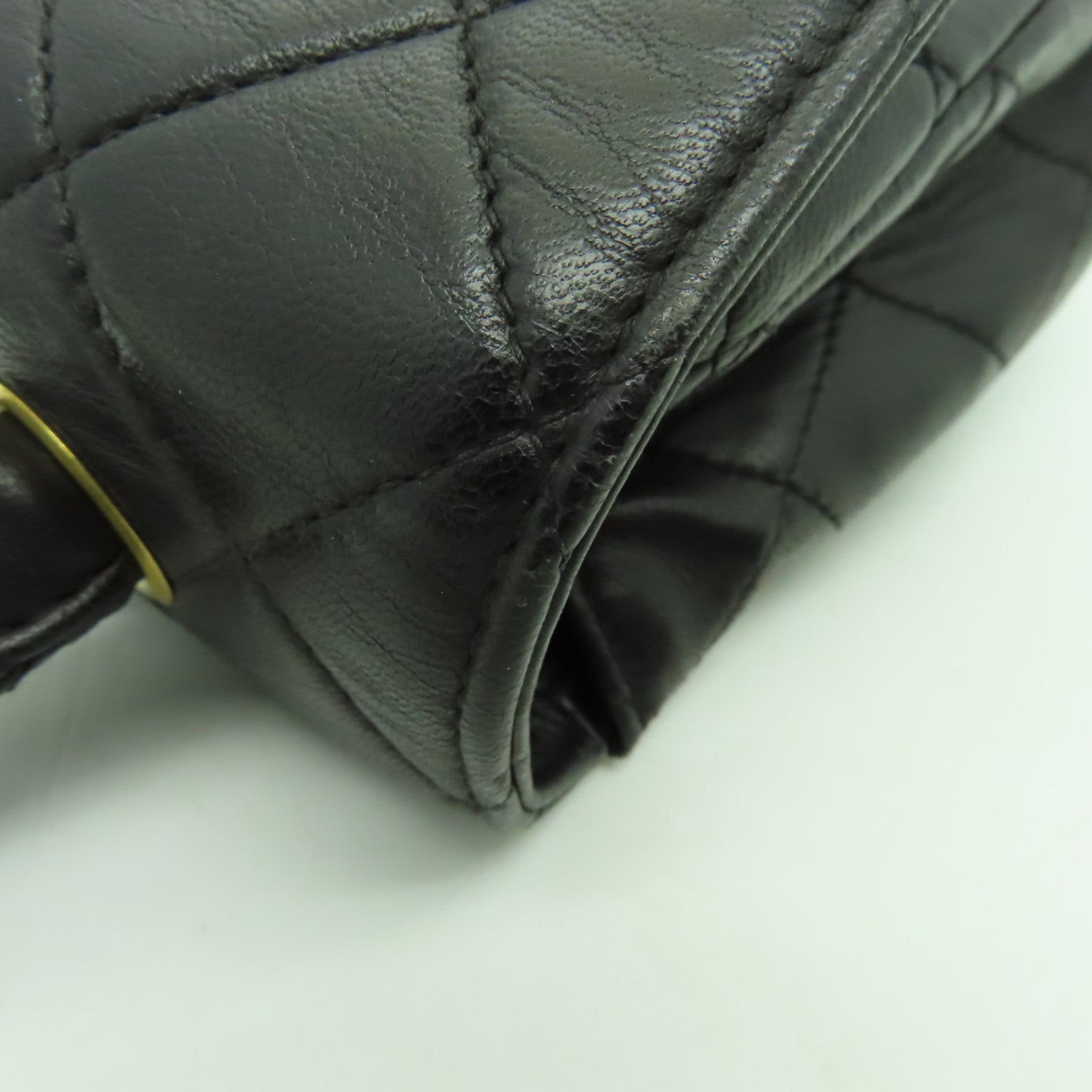 CHANEL **【清倉大減價】菱格羊皮皮革Handbag金扣手挽袋黒色