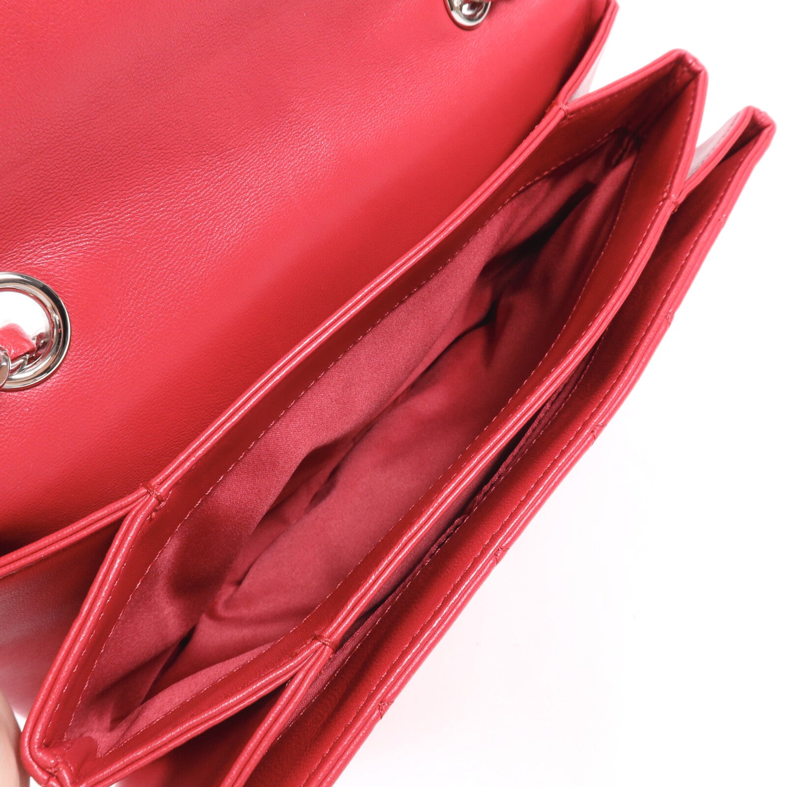 CHANEL 羊皮皮革Chain Shoulder銀扣鏈帶肩背袋