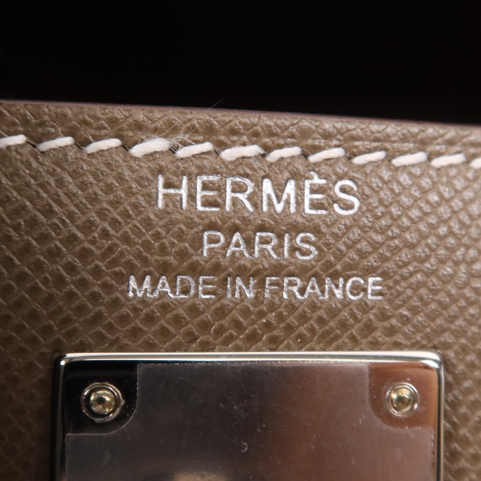 HERMES Epsom皮革Kelly Elan銀扣肩背袋