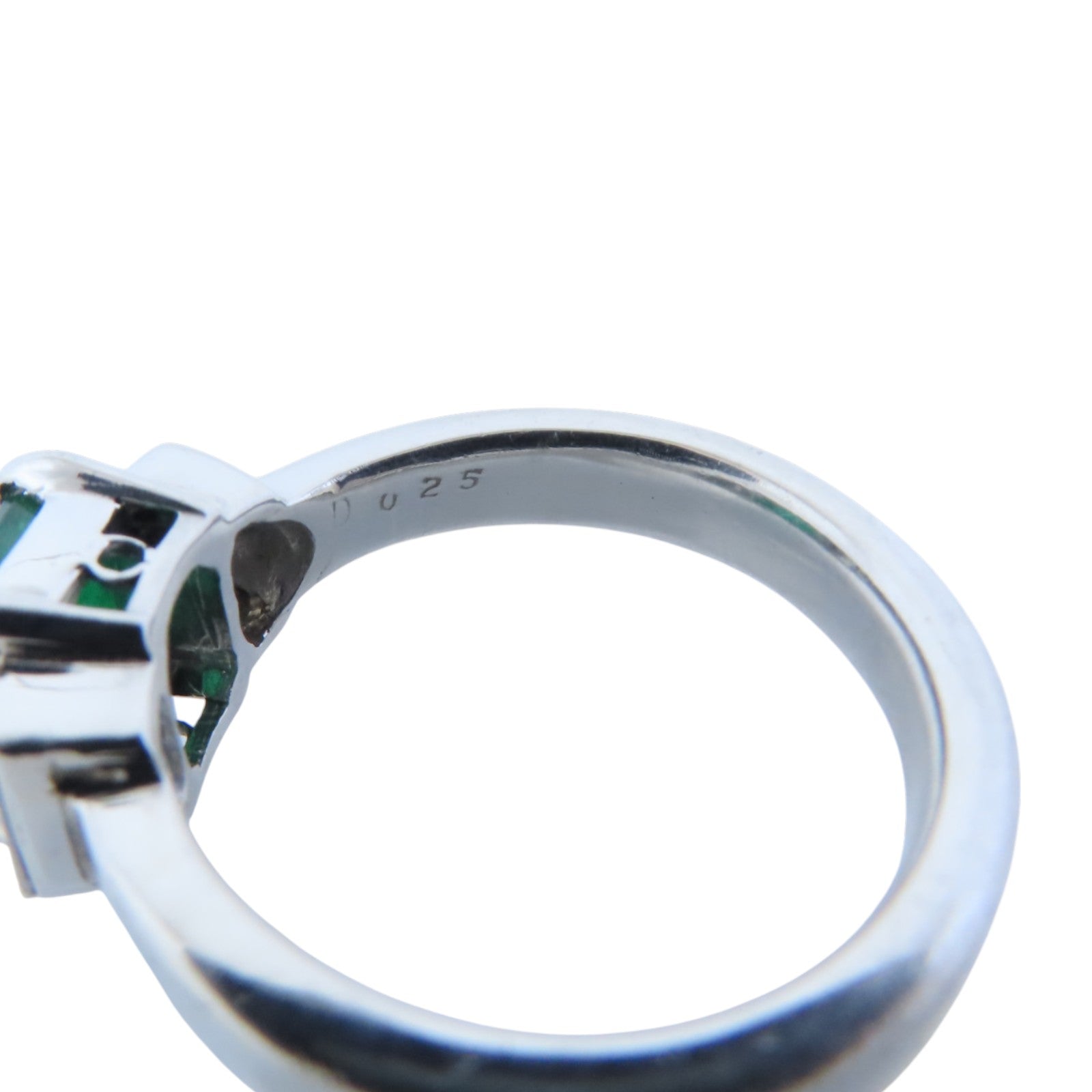 JEWELRY 【激減優惠】PT900鉑金Emerald Diamond Ring綠寶石/鑽石戒指US#6