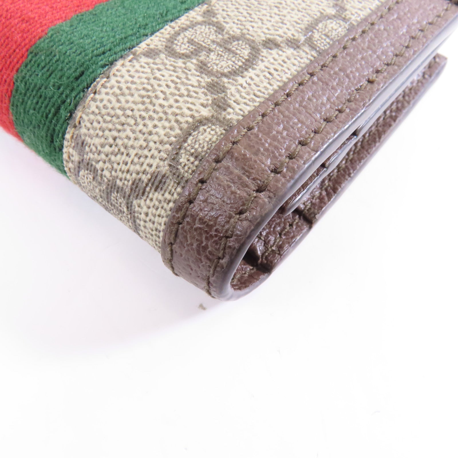 GUCCI 塗層帆布Ophidia Case Wallet金扣錢包棕色