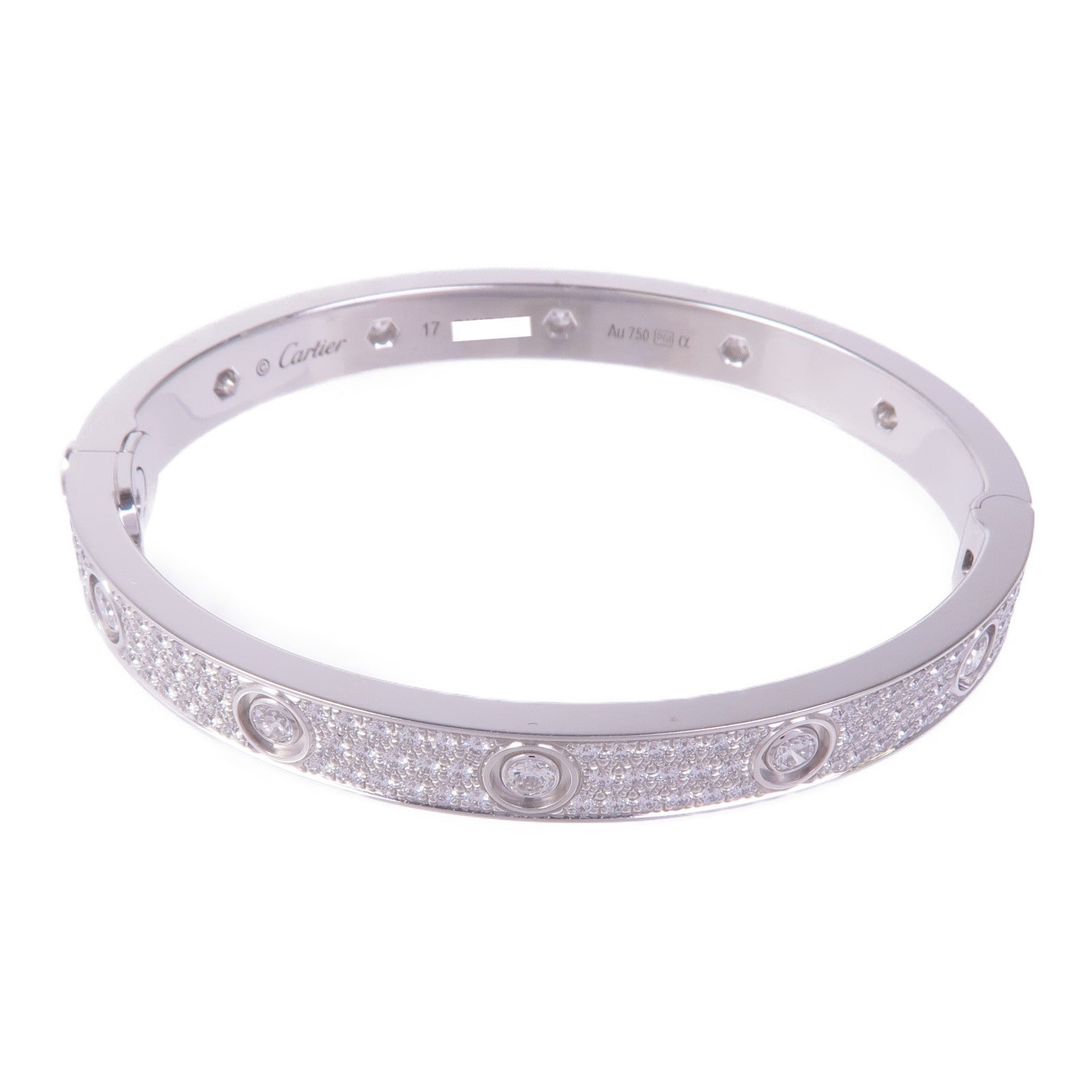 CARTIER 18K白金Love Bangle Full Dia鑽石手鐲