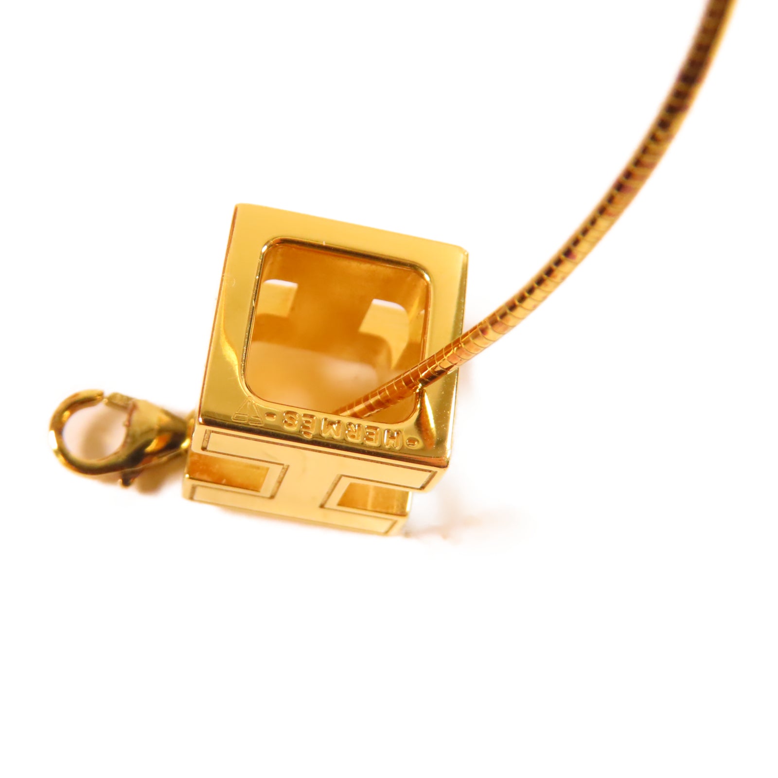 HERMES 金屬Cube d'H Necklace項鍊金色/黑色