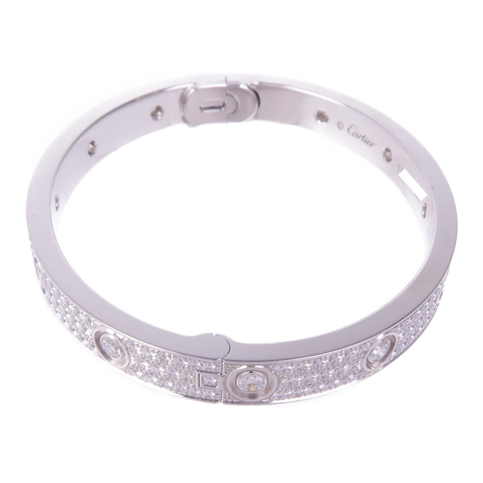 CARTIER 18K白金Love Bangle Full Dia鑽石手鐲