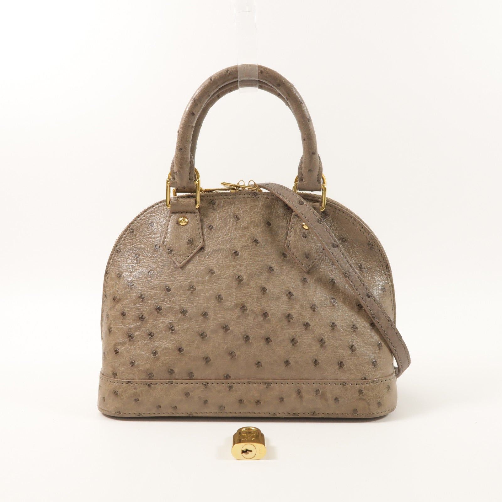 LOUIS VUITTON 鴕鳥皮革Alma BB金扣手挽肩背兩用袋