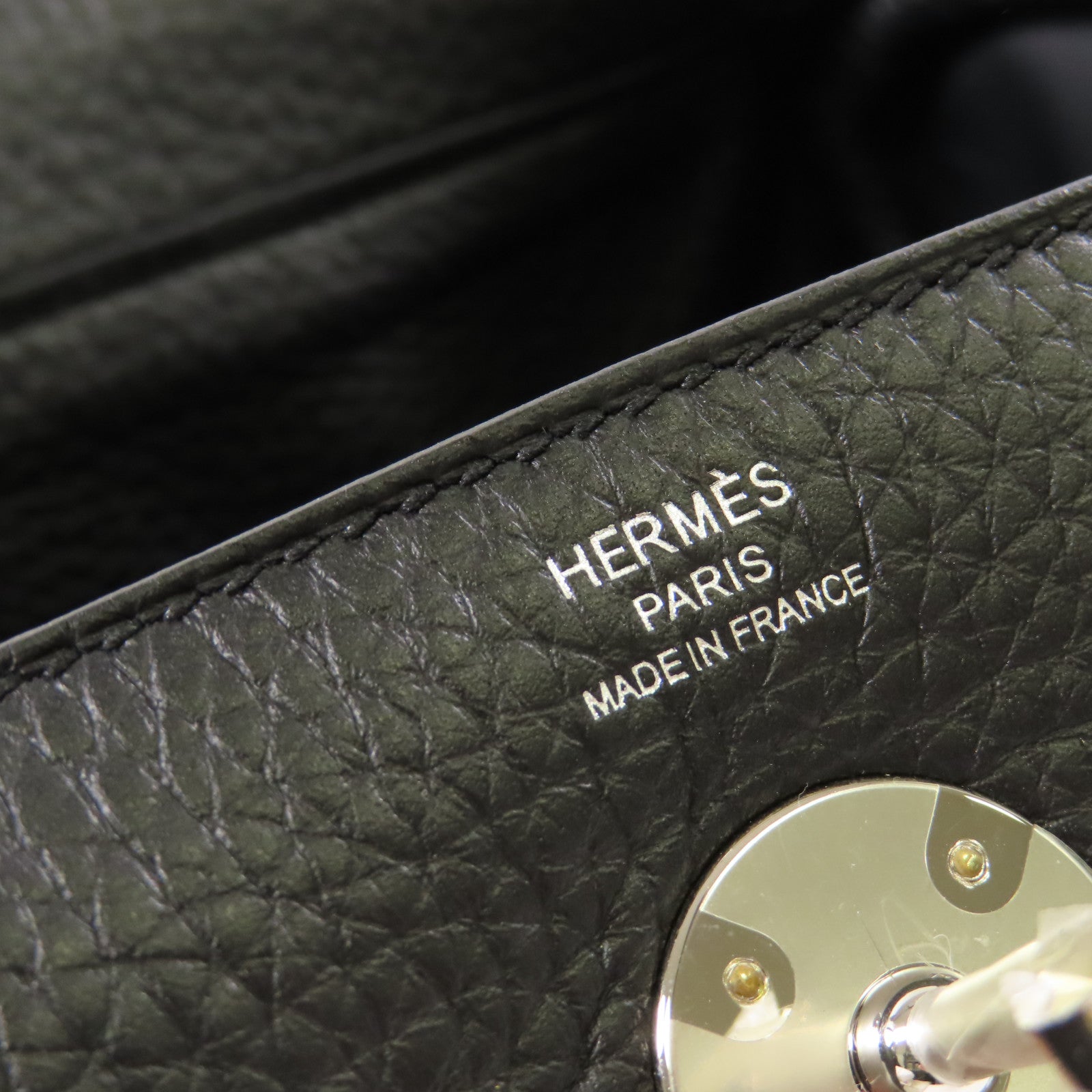 HERMES Clemence皮革Lindy 26銀扣手挽肩背兩用袋Noir