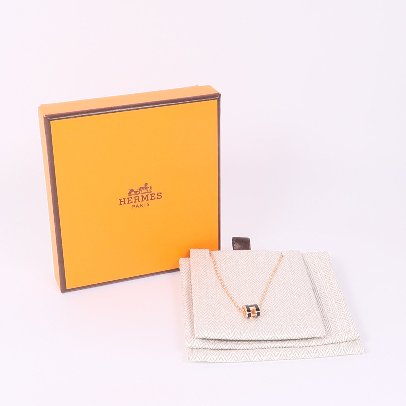 HERMES 金屬Mini Pop H Necklace項鍊Noir