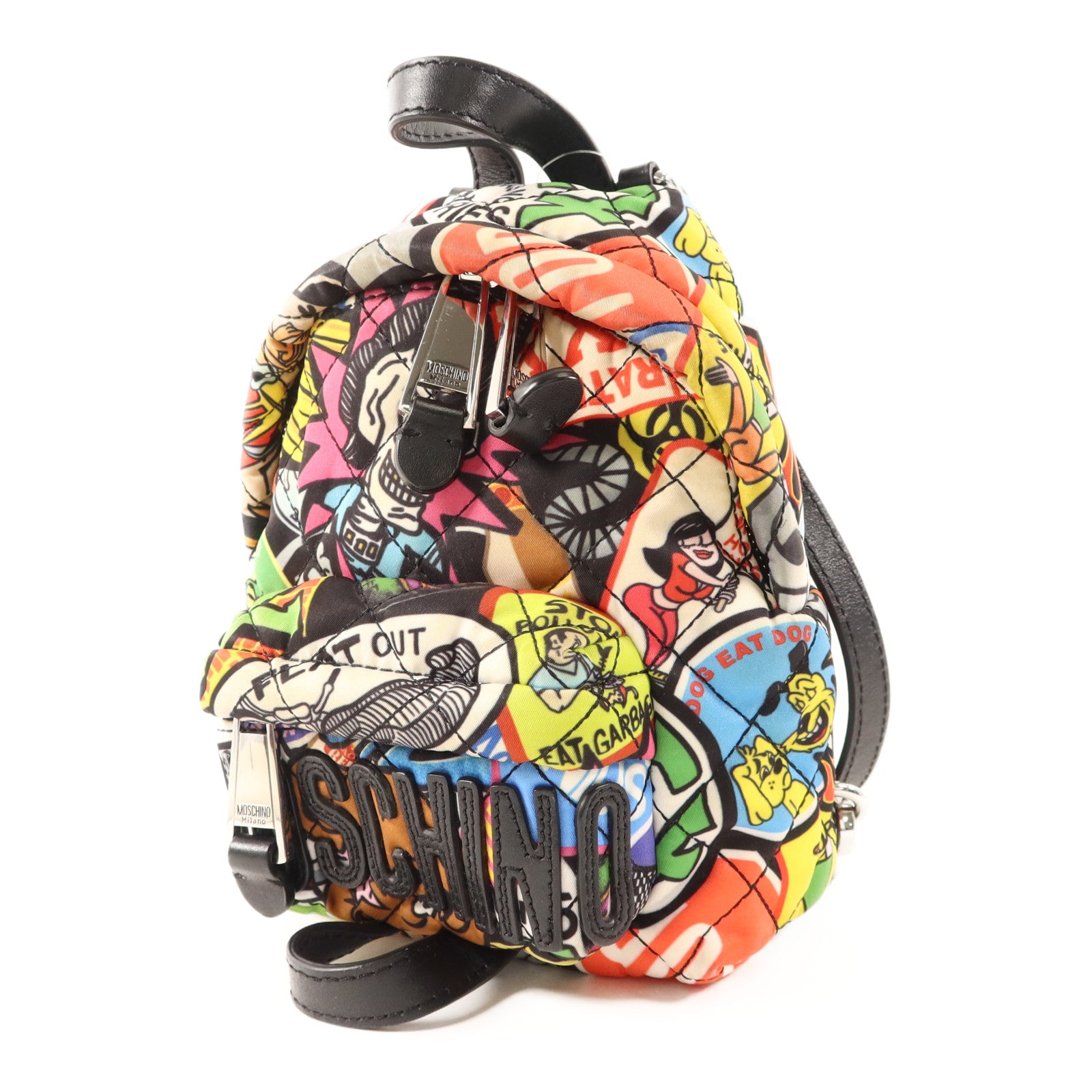 MOSCHINO 尼龍Backpack銀扣背包