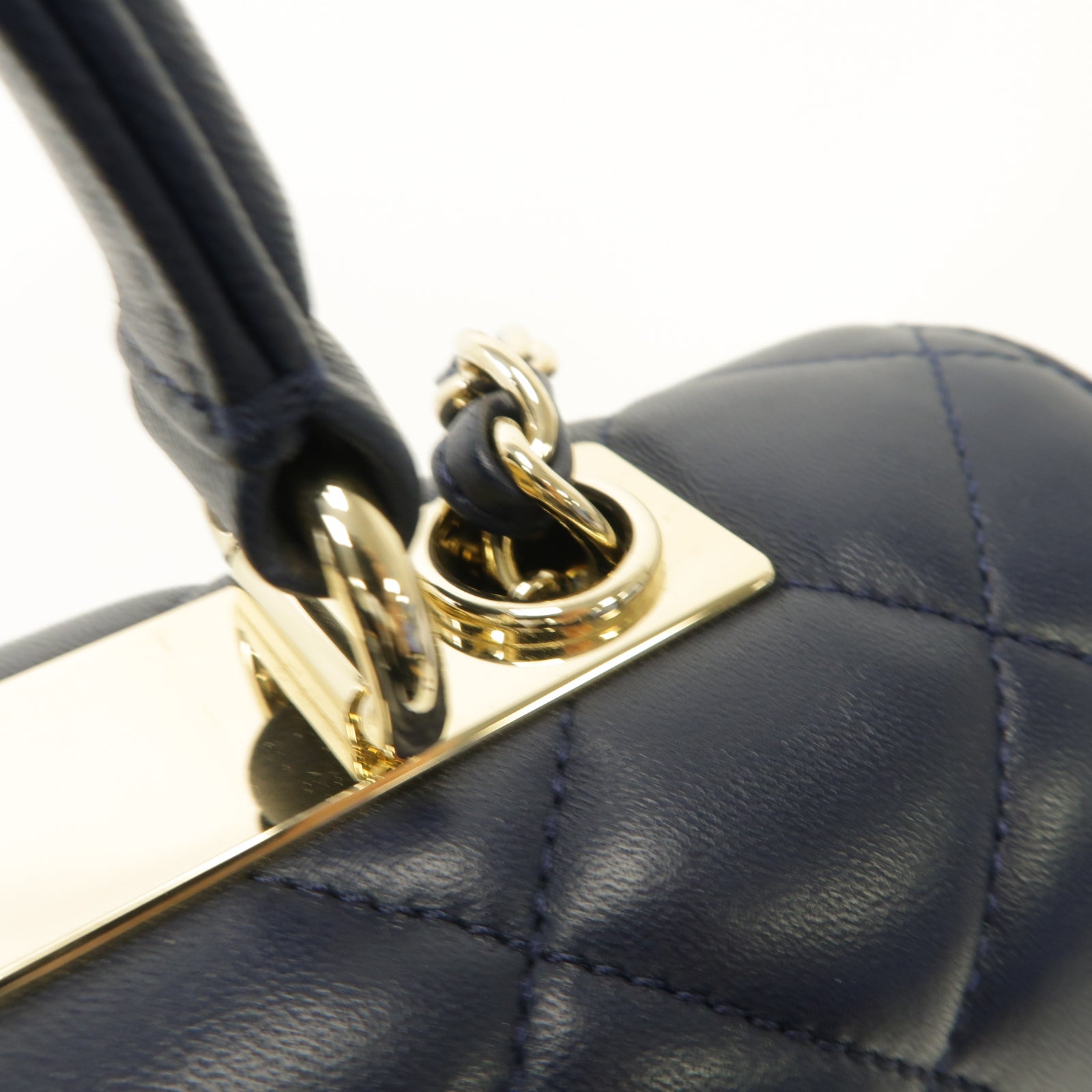 CHANEL 【激減優惠】菱格羊皮皮革Large Trendy CC金扣手挽肩背兩用袋深藍色