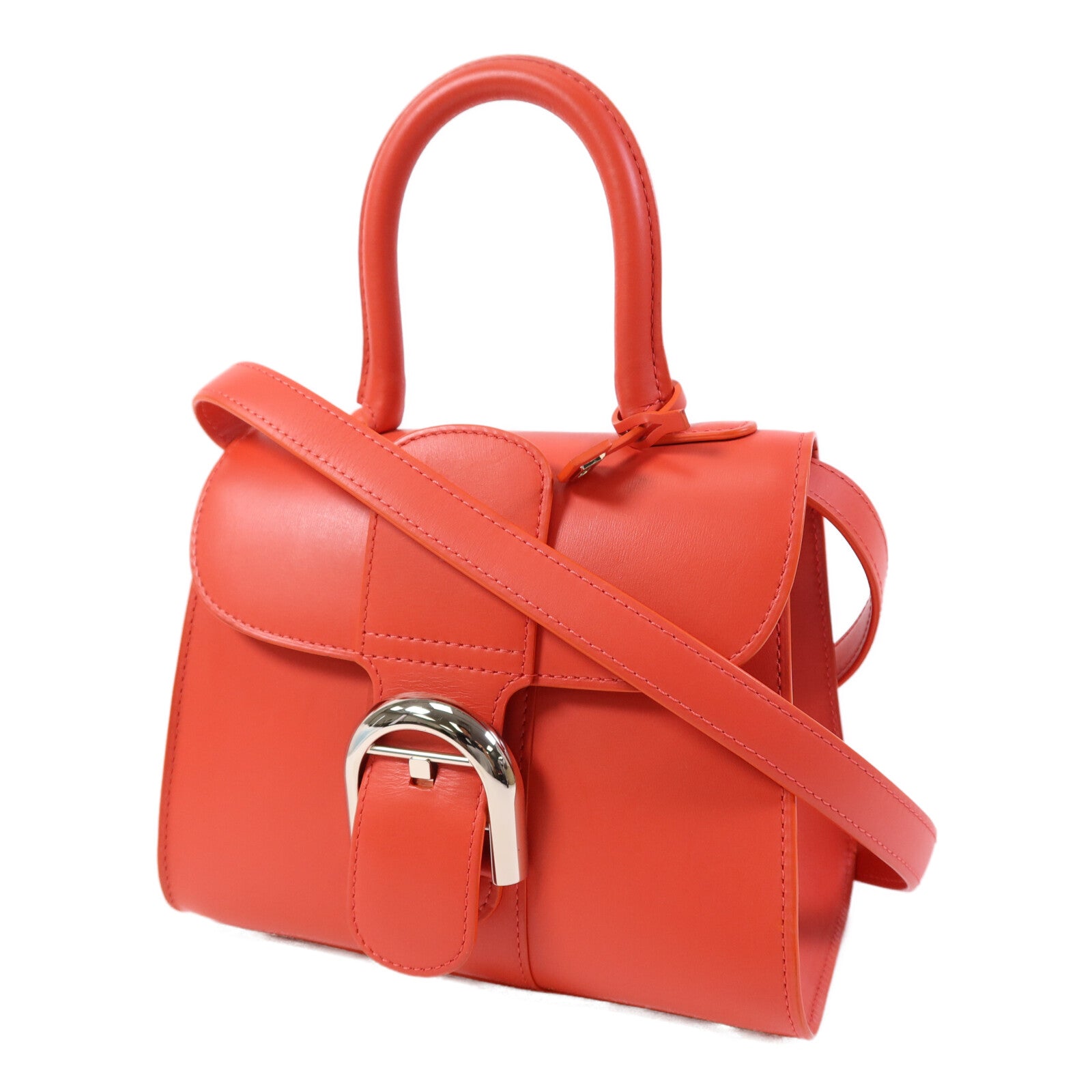 Delvaux 牛皮皮革Brillant Mini銀扣手挽肩背兩用袋