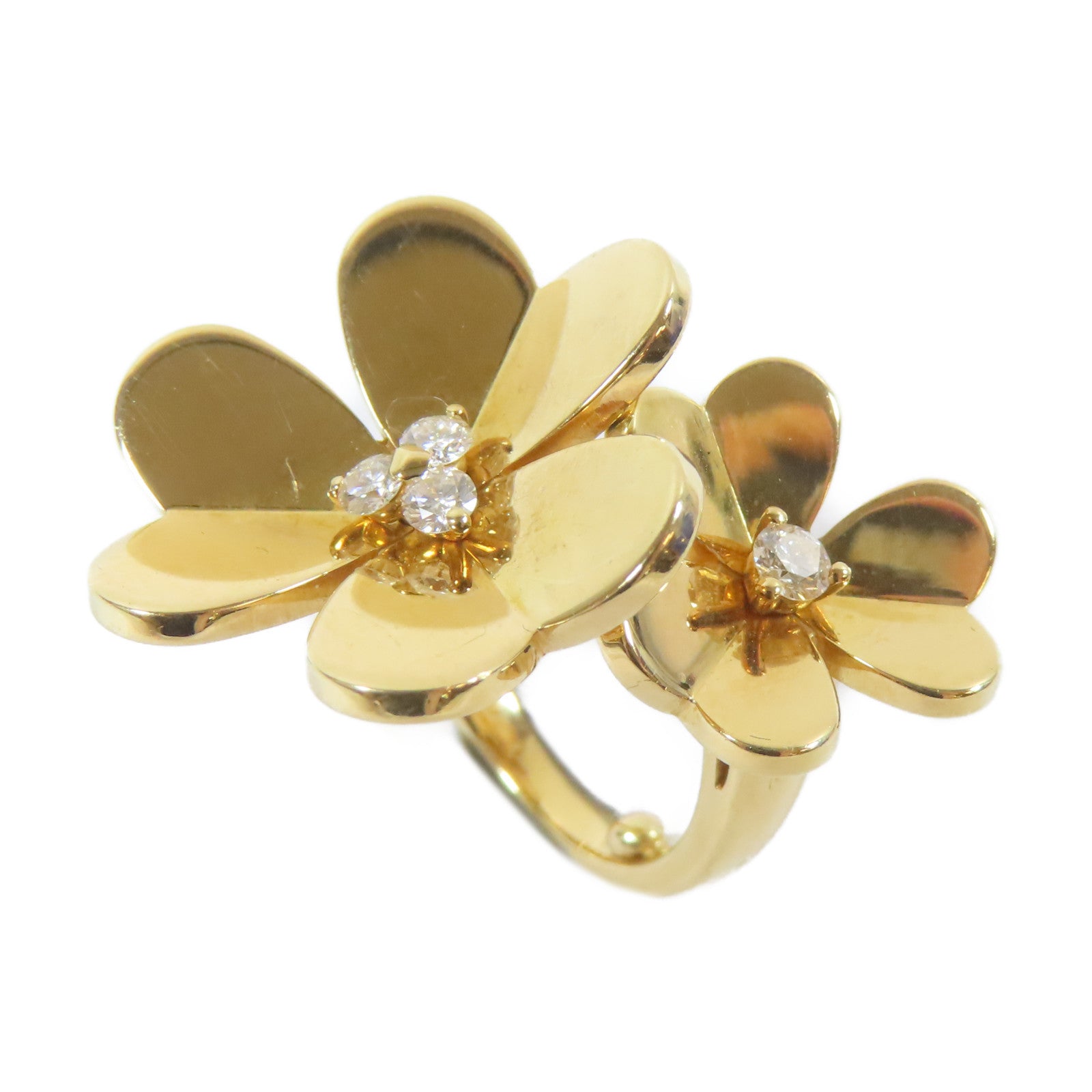 Van Cleef & Arpels 18K黃金Frivole 2 Flowers Ring戒指US#3.5/Van Cleef & Arpels#50