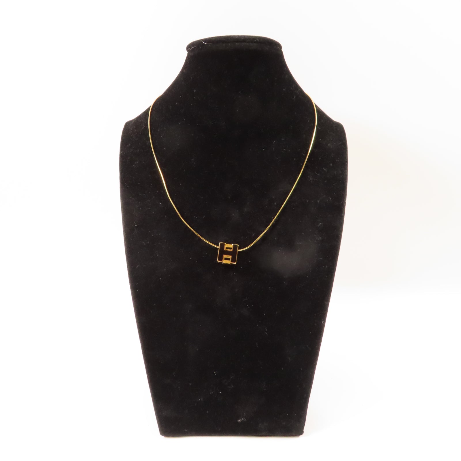 HERMES 金屬Cube d'H Necklace項鍊金色/黑色