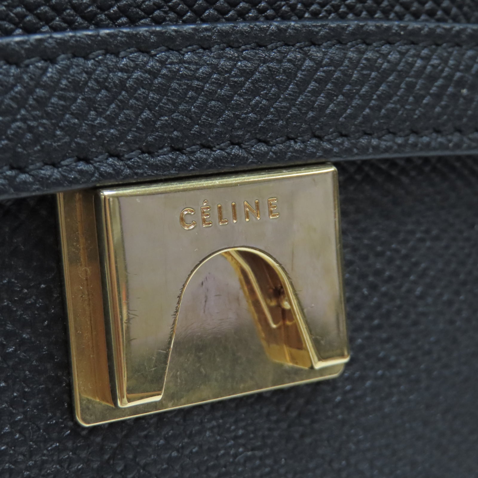CELINE 牛皮皮革Belt Bag金扣手挽肩背兩用袋黑色