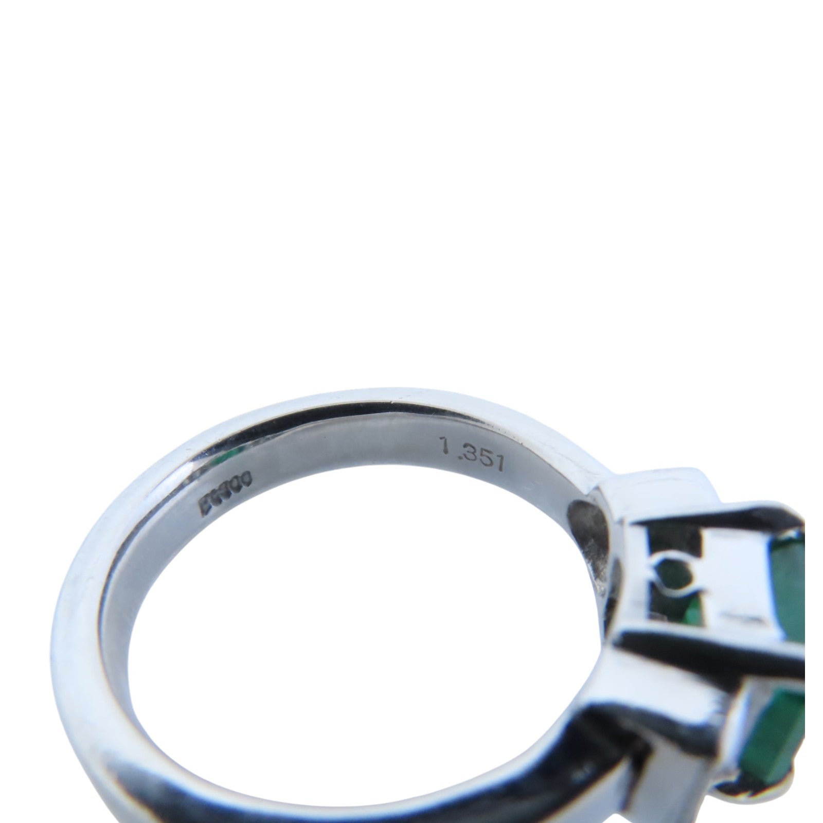 JEWELRY PT900鉑金Emerald Diamond Ring綠寶石/鑽石戒指US#6